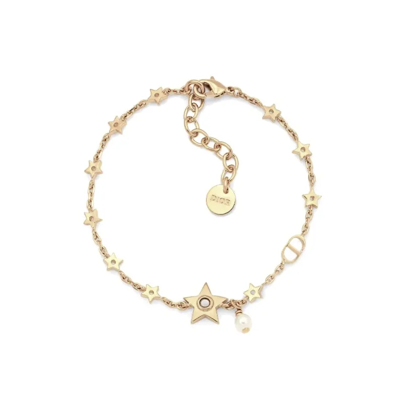 Star and Pearl Charm Bracelet (Gold-Plated Brass) D13517734