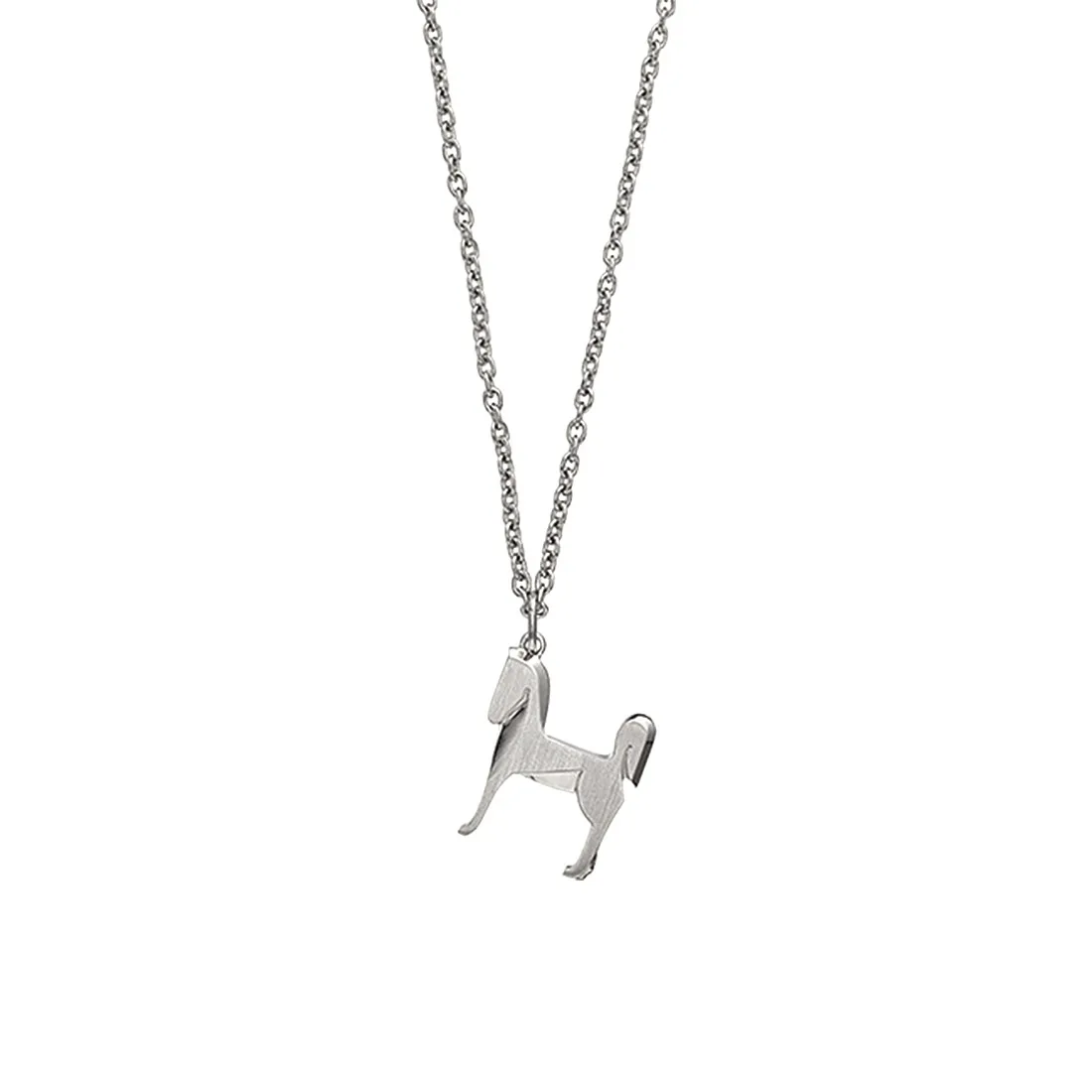 Brushed Metal Horse Pendant Necklace D14517712