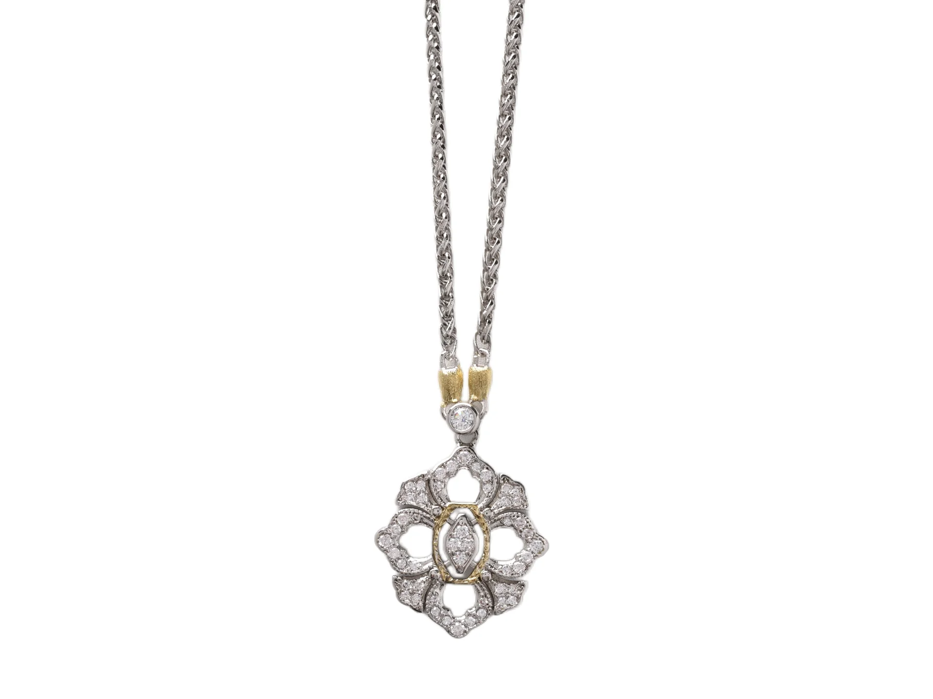Opera Tulle Flower Pendant Necklace (Gold-Plated Brass) D12516759