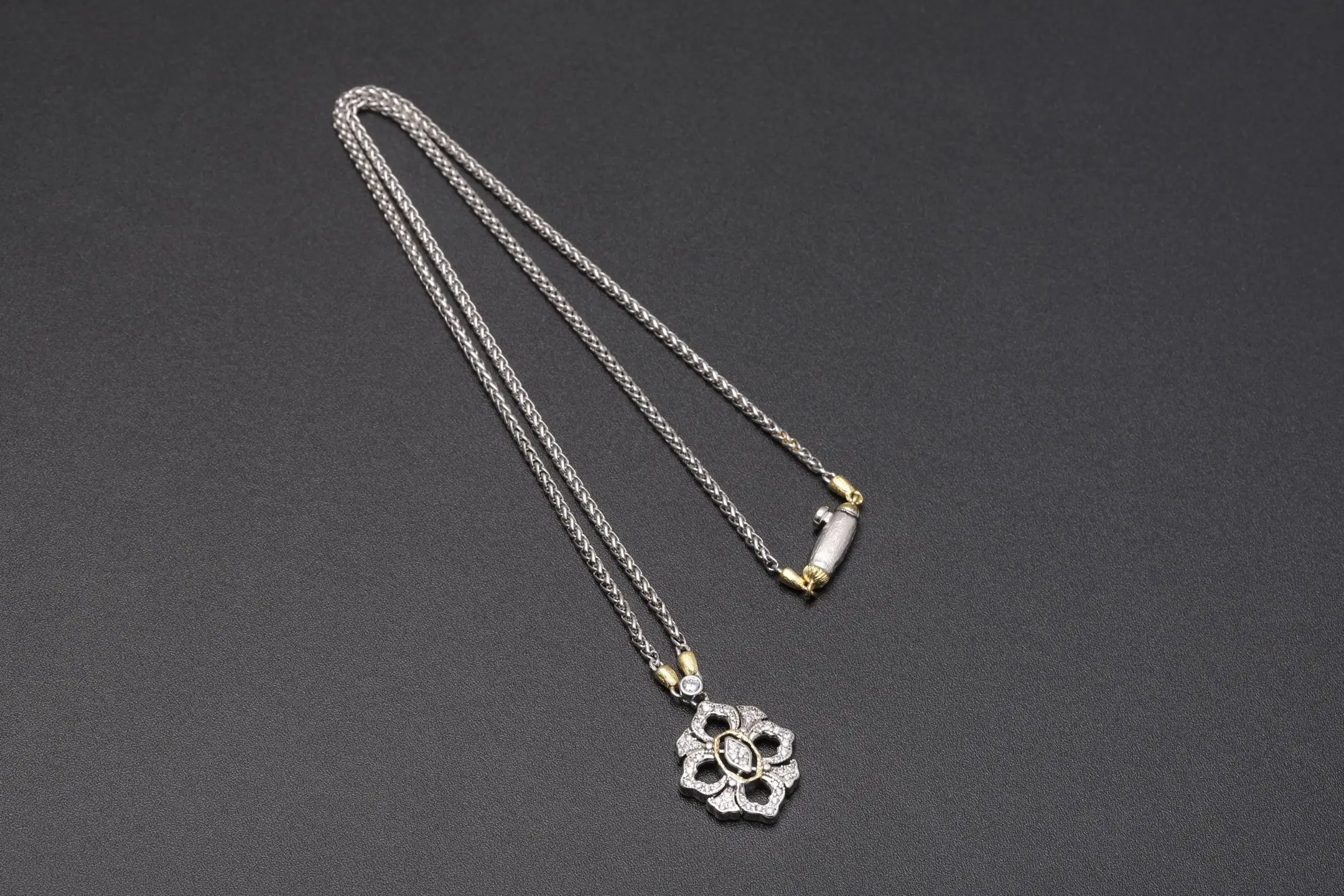 Opera Tulle Flower Pendant Necklace (Gold-Plated Brass) D12516759 — view 7