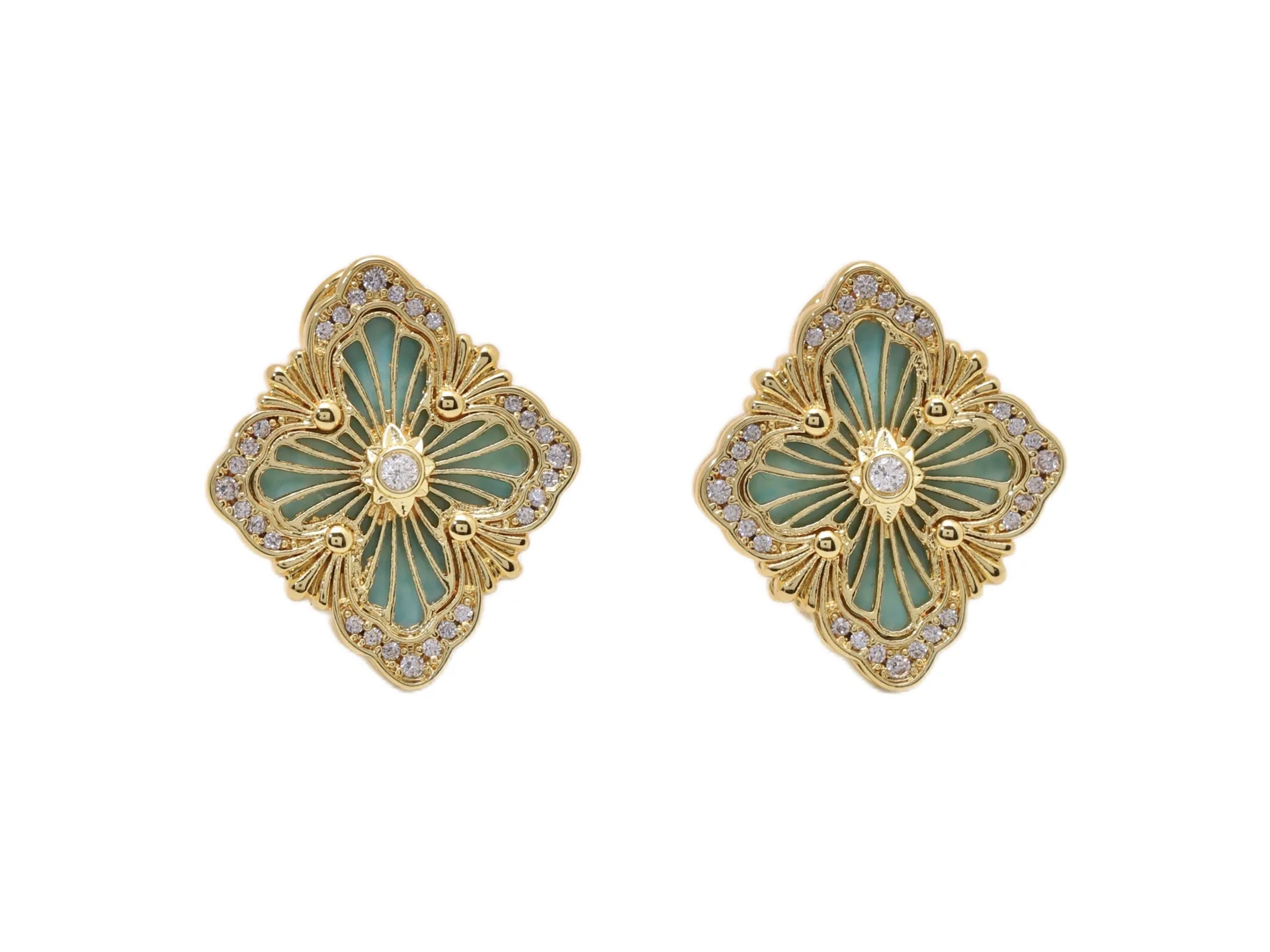 Opera Large Amazonite Earrings (Gold-Plated Brass) D13517614