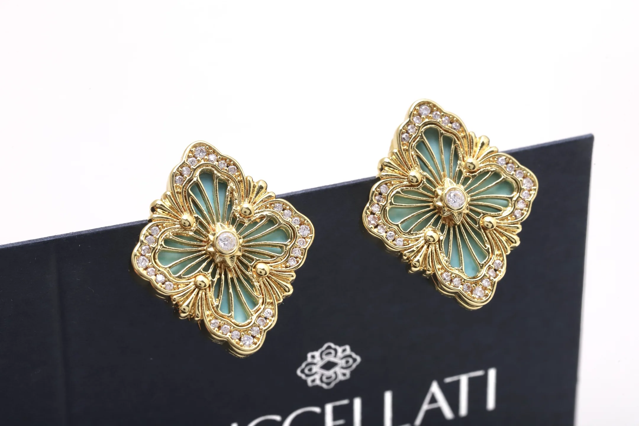 Opera Large Amazonite Earrings (Gold-Plated Brass) D13517614 — view 3