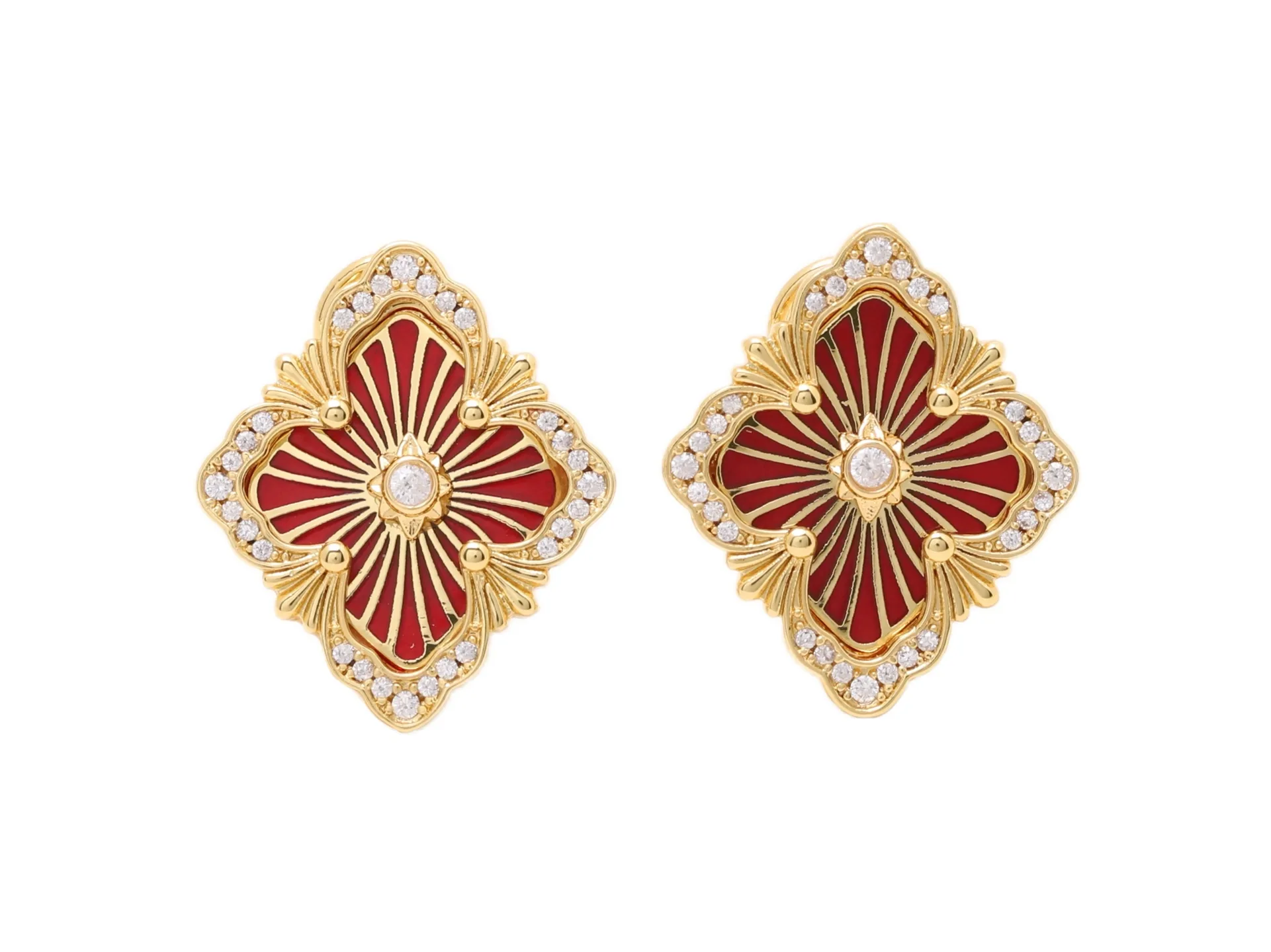Opera 'Rigato' Carnelian Stud Earrings (Gold-Plated Brass) D13517527