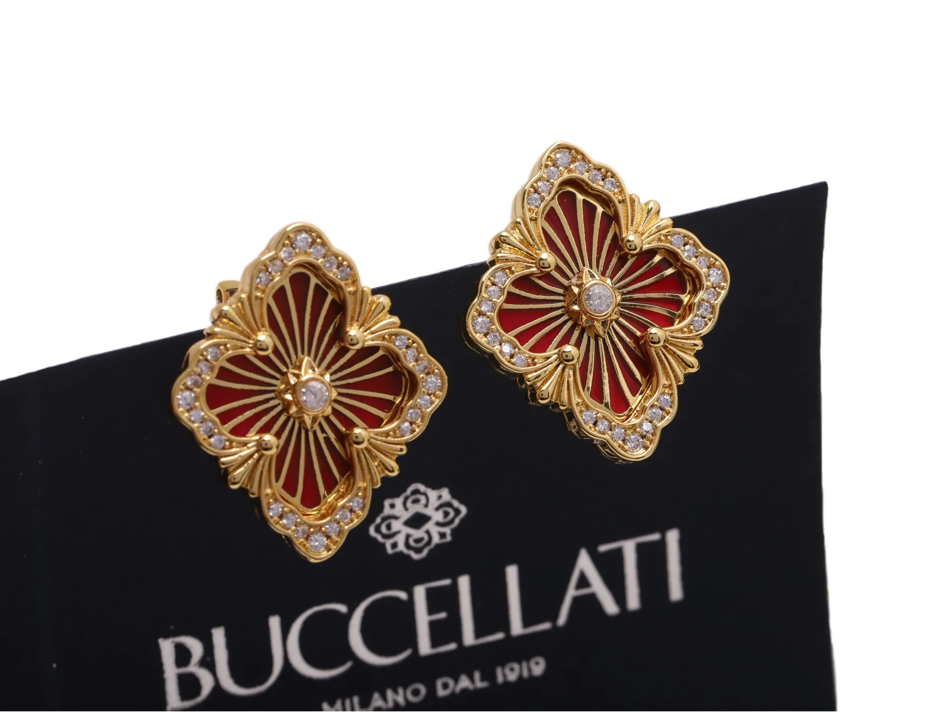 Opera 'Rigato' Carnelian Stud Earrings (Gold-Plated Brass) D13517527 — view 3