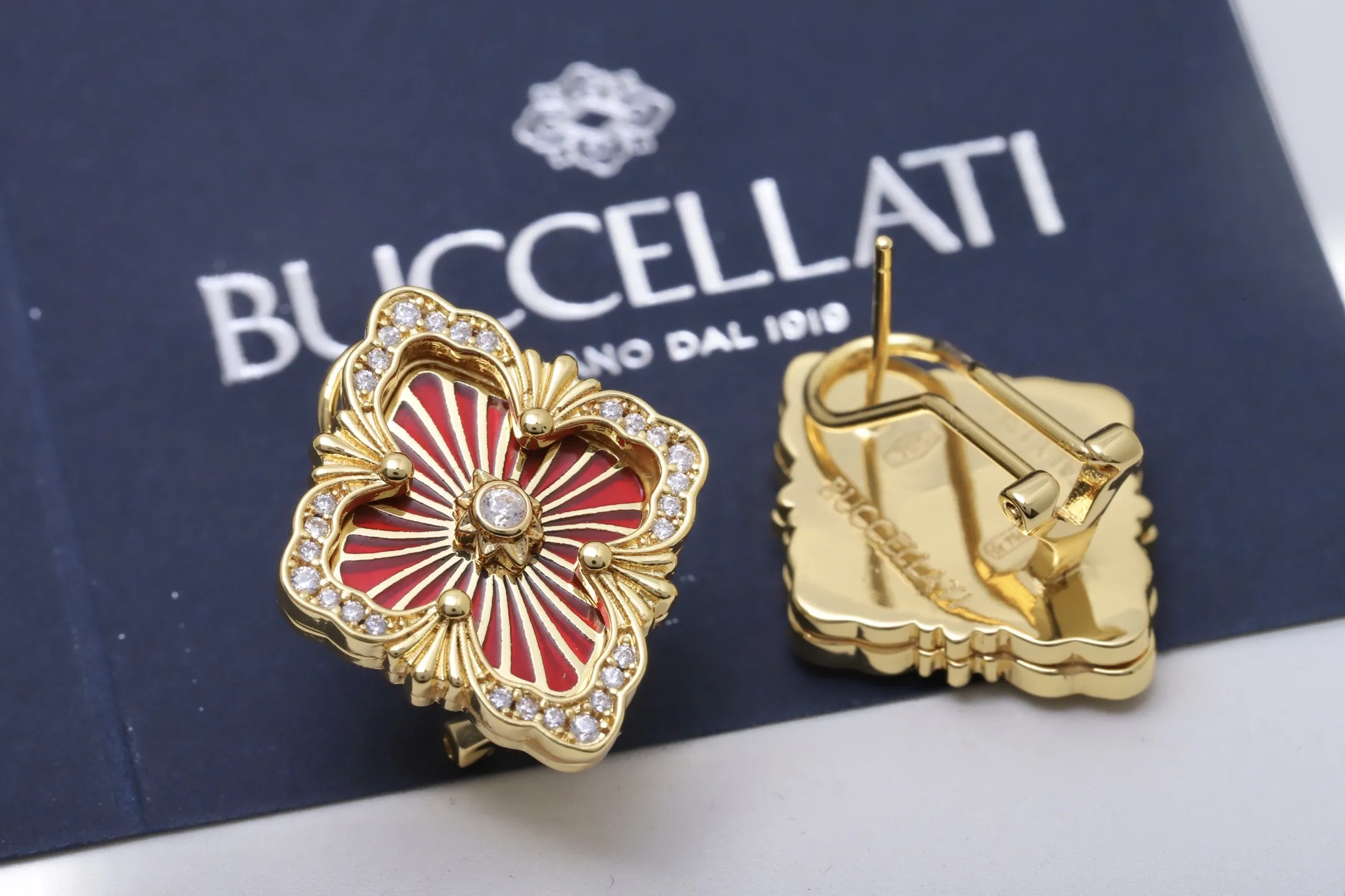 Opera 'Rigato' Carnelian Stud Earrings (Gold-Plated Brass) D13517527 — view 4