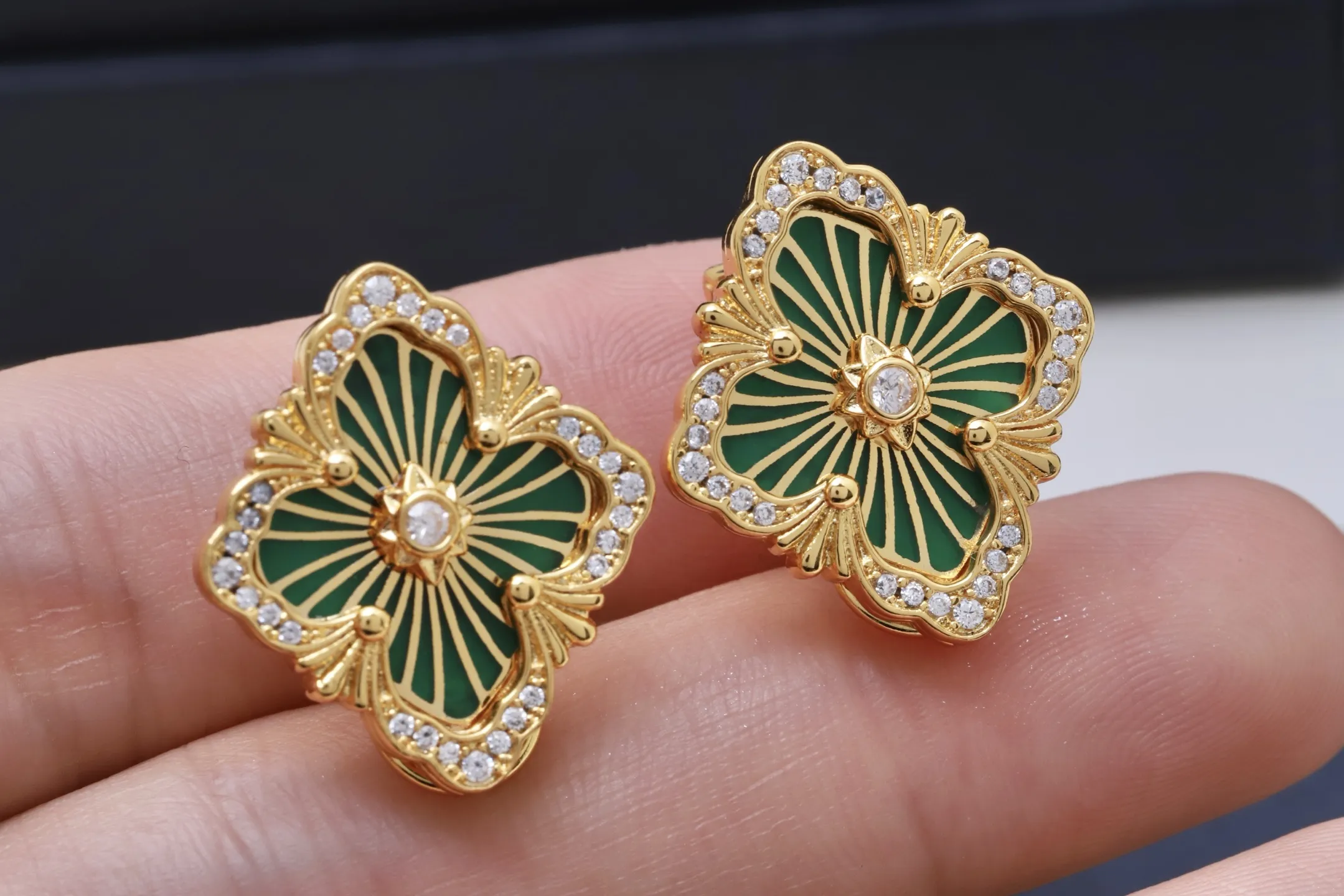 Opera Collection Enamel Stud Earrings (Gold-Plated Brass) D13517615 — view 4