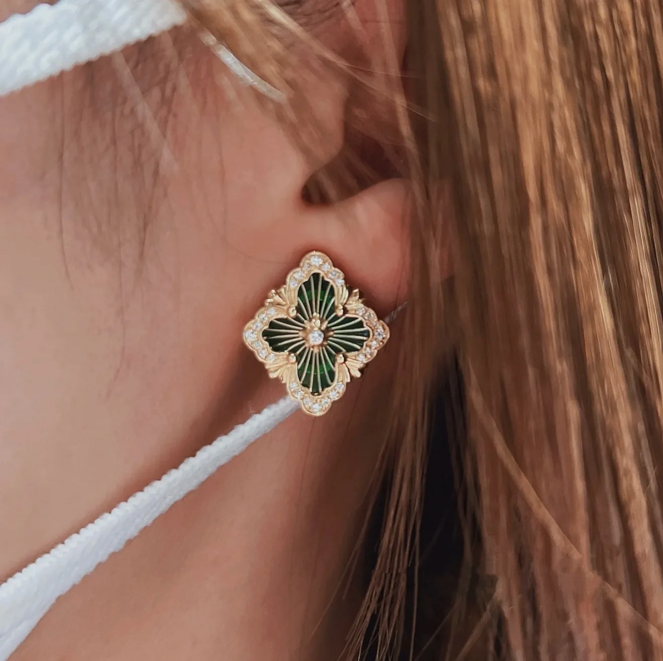 Opera Collection Enamel Stud Earrings (Gold-Plated Brass) D13517615 — view 7