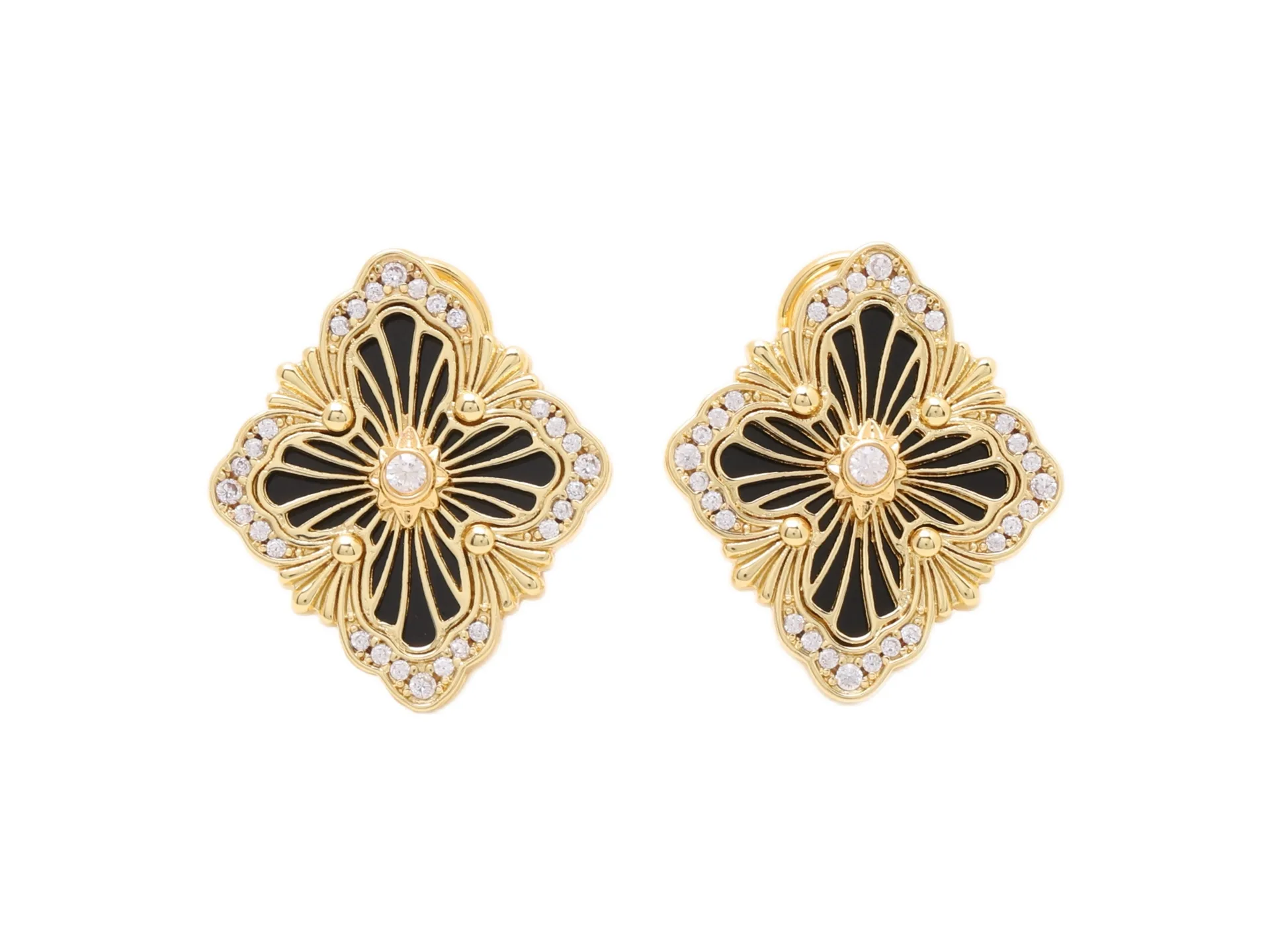Opera Onyx and Crystal Earrings (Gold-Plated Brass) D13517526