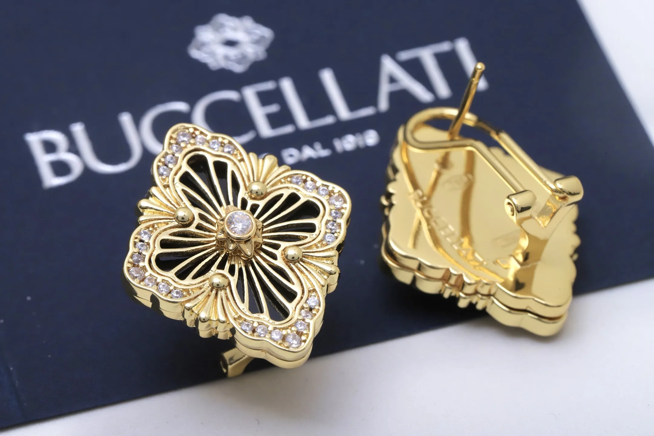 Opera Onyx and Crystal Earrings (Gold-Plated Brass) D13517526 — view 4