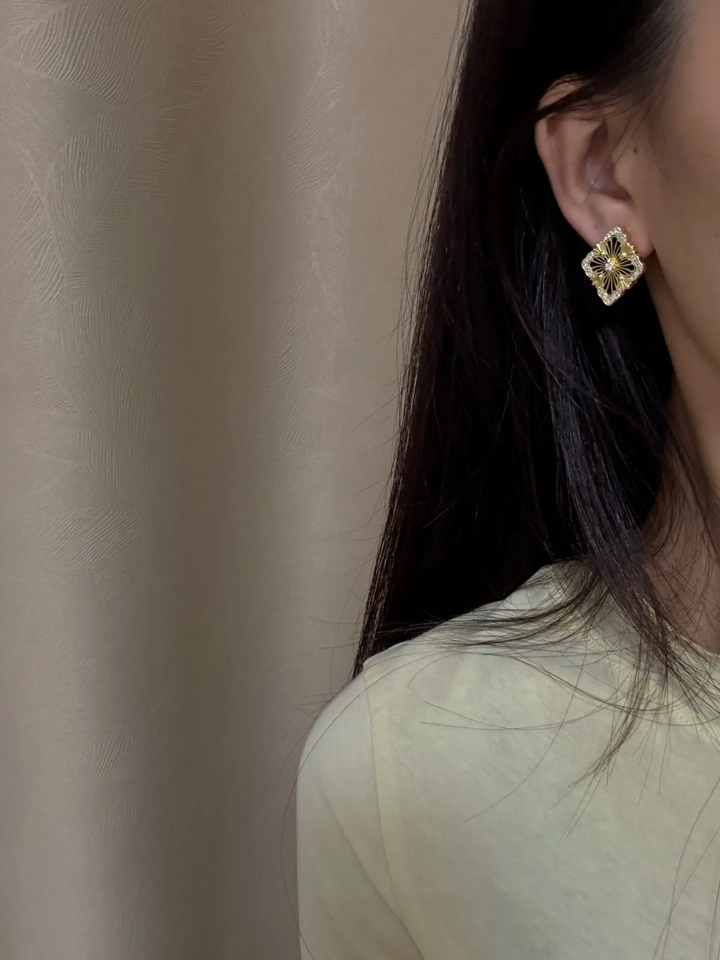 Opera Onyx and Crystal Earrings (Gold-Plated Brass) D13517526 — view 8