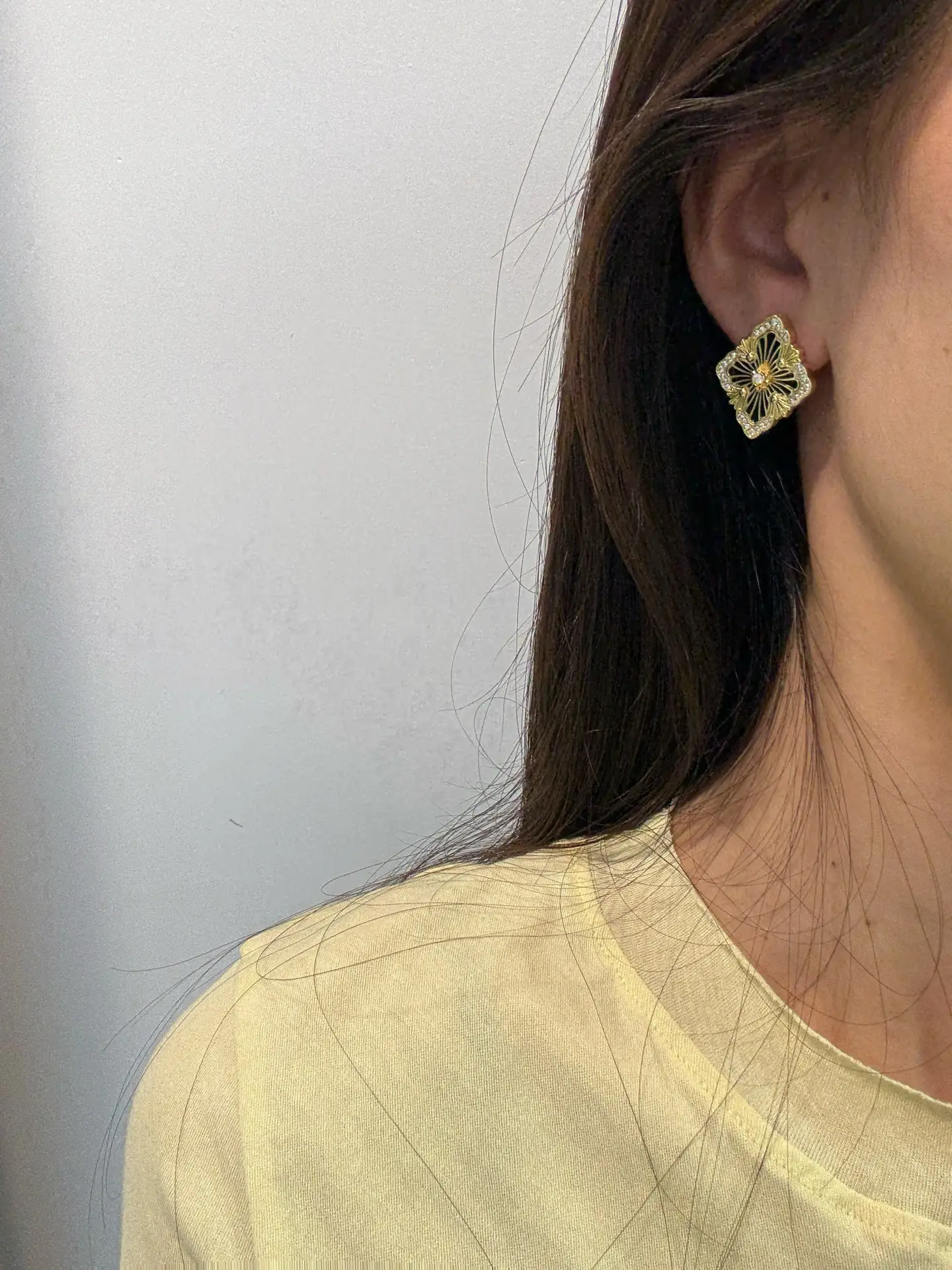 Opera Onyx and Crystal Earrings (Gold-Plated Brass) D13517526 — view 9