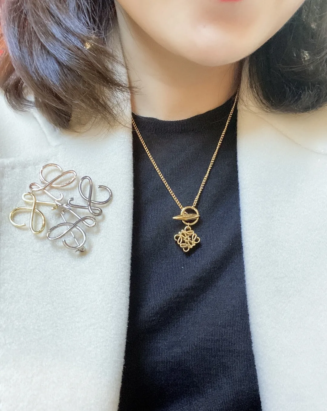 Anagram Pendant Necklace in Brass D15016732 — view 12