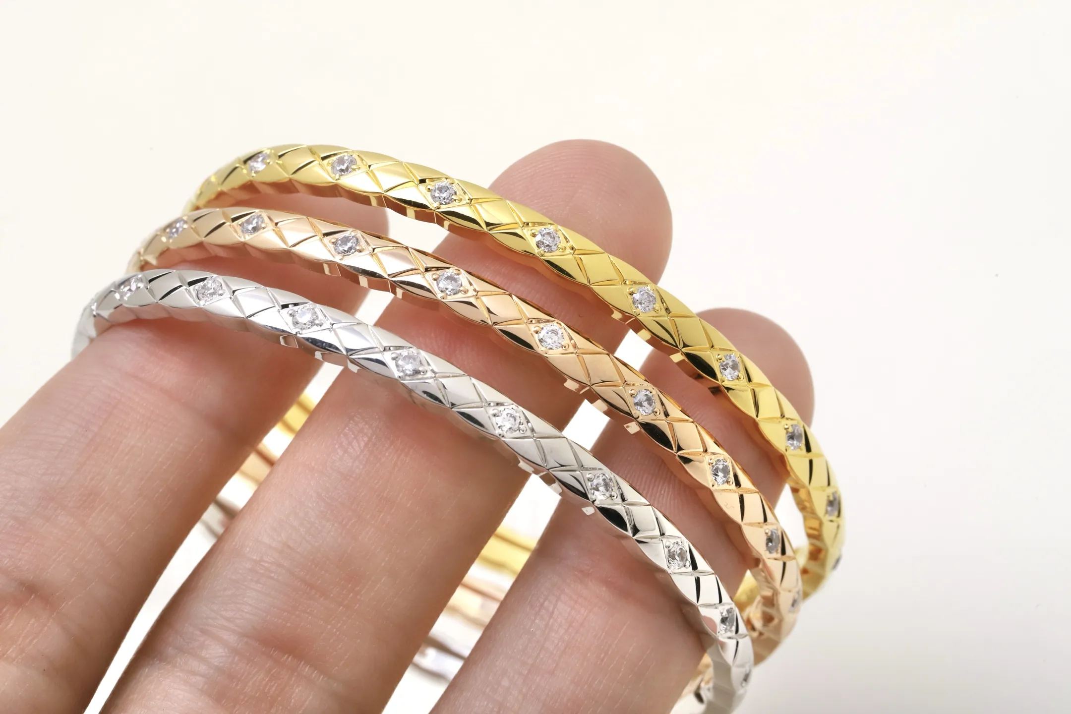 Coco Crush Inspired Quilted Bangle with Crystals D22017618 — view 4