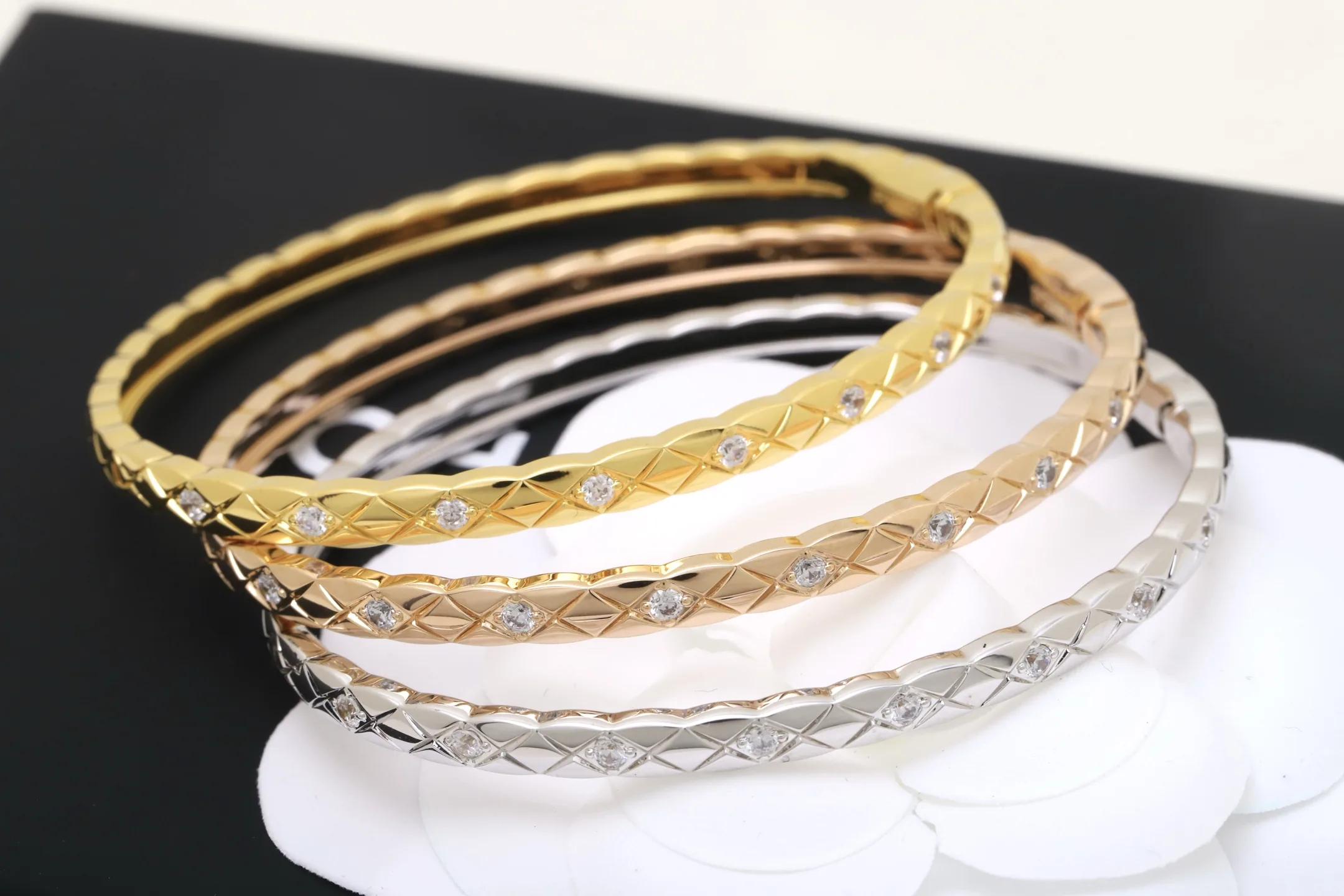 Coco Crush Inspired Quilted Bangle with Crystals D22017618 — view 5
