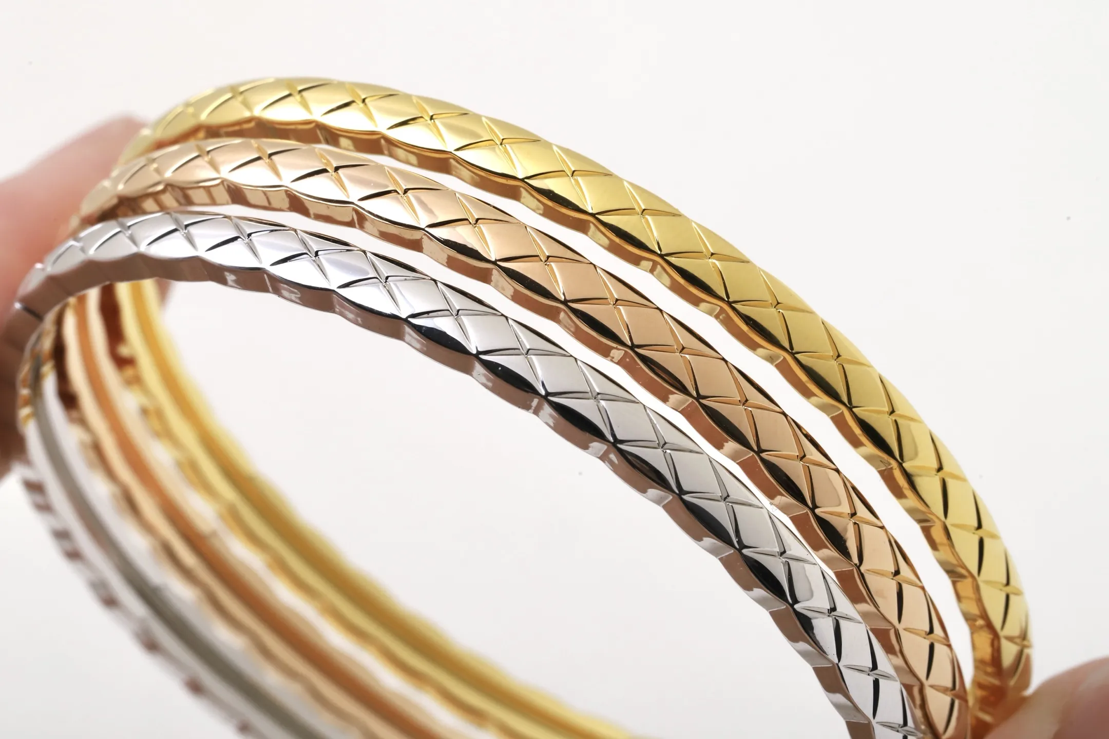 Coco Crush Quilted Bangle (Gold-Plated Brass) D21017619 — view 4
