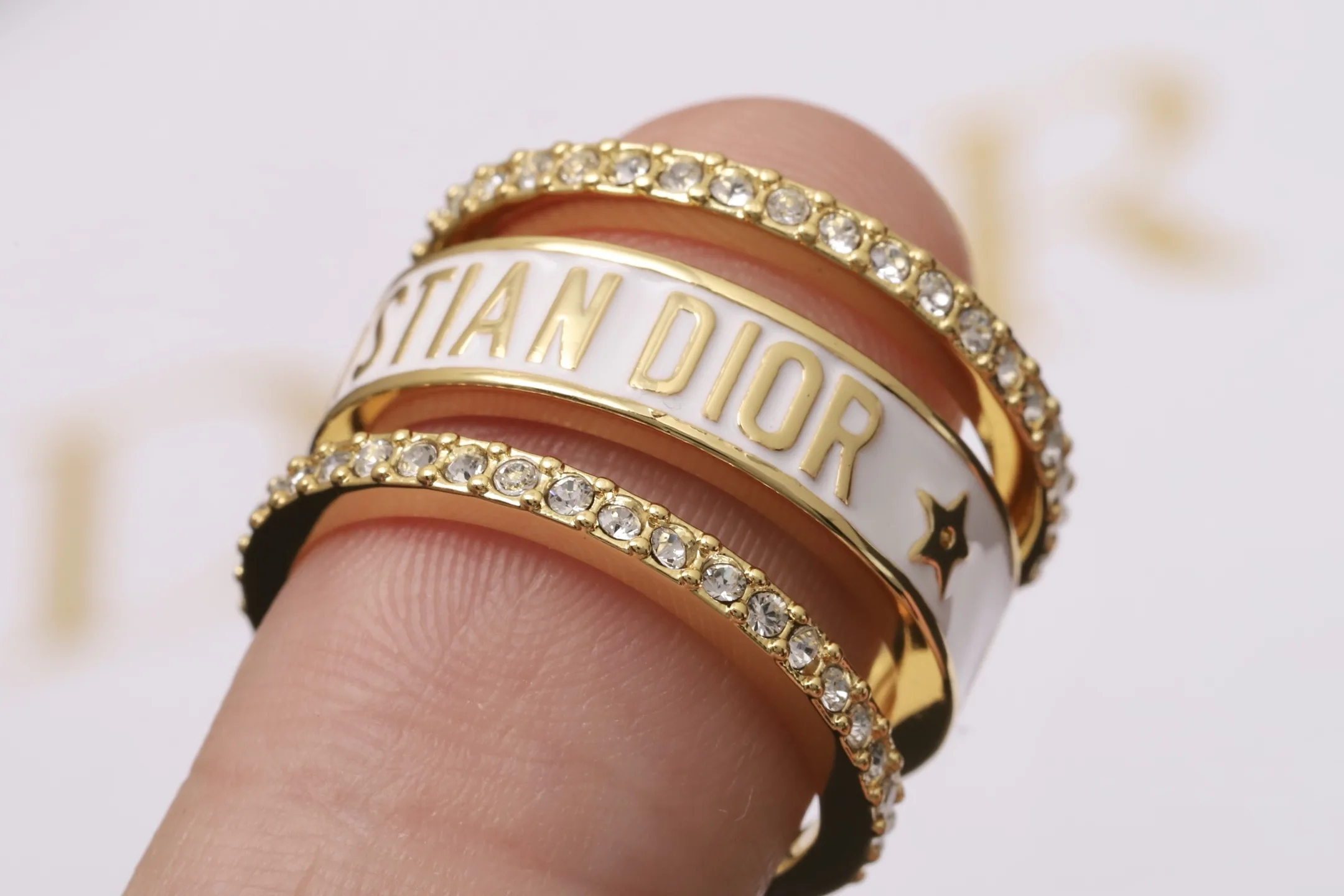 Crystal-Embellished Logo Stackable Ring Set D15017188 — view 6