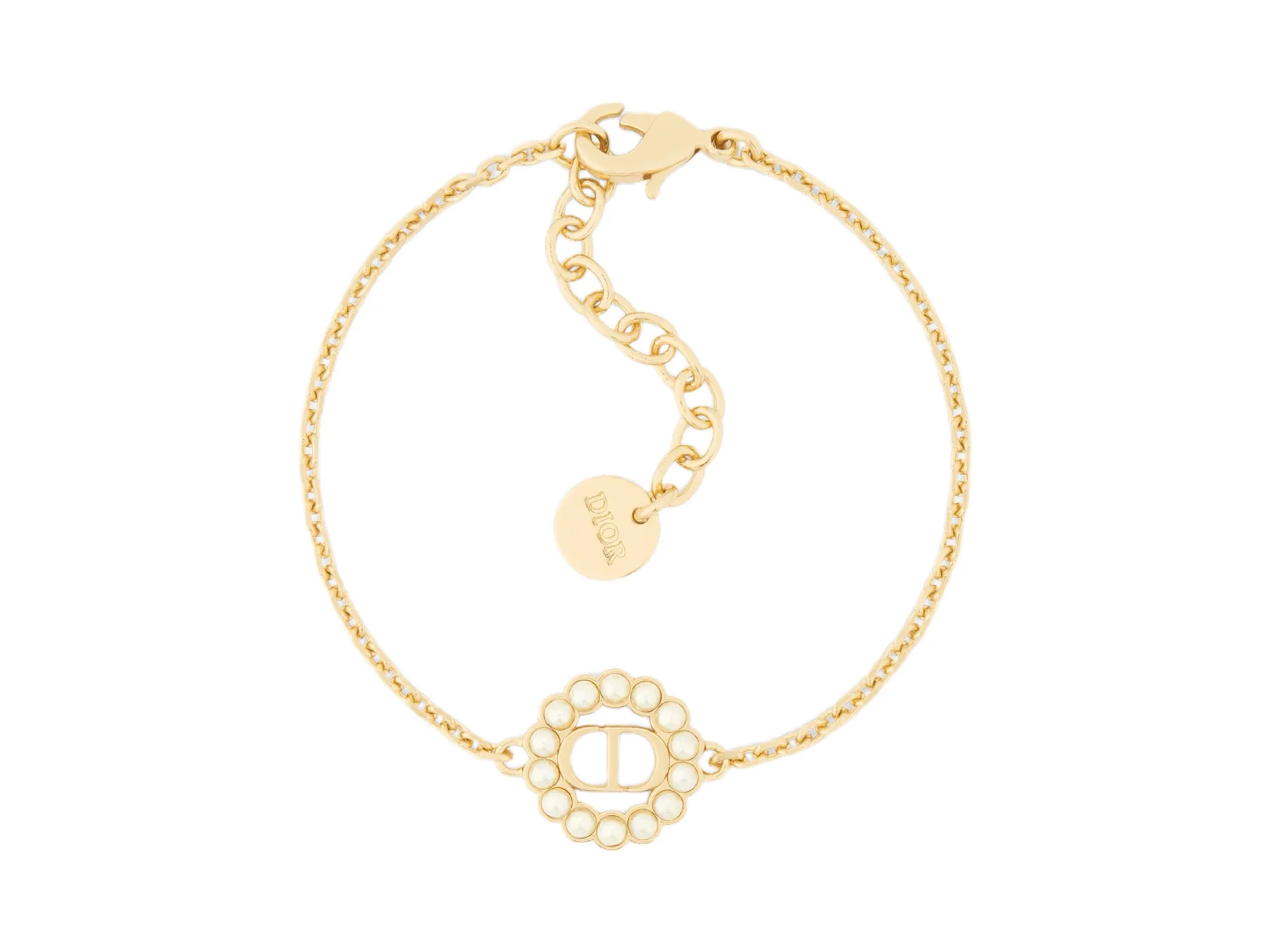 CD Logo Pearl-Embellished Chain Bracelet D13517211