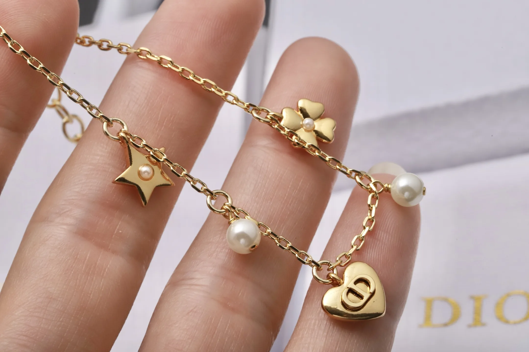 Dior Charm Bracelet with Resin Pearls D14017268 — view 7