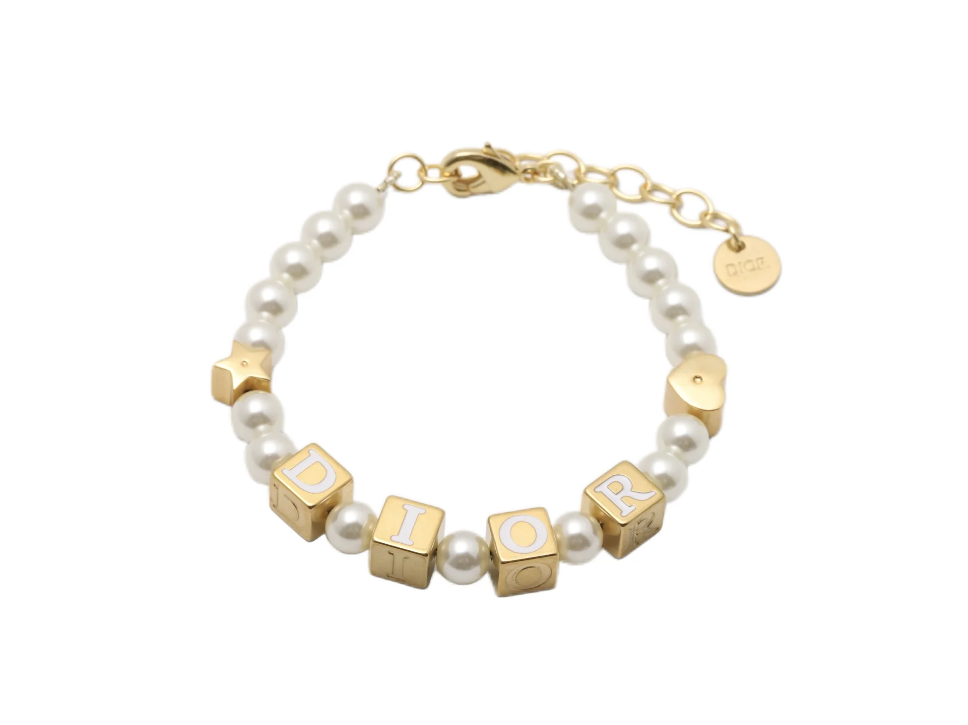 Dior Cube Logo and Faux Pearl Bracelet D15517247