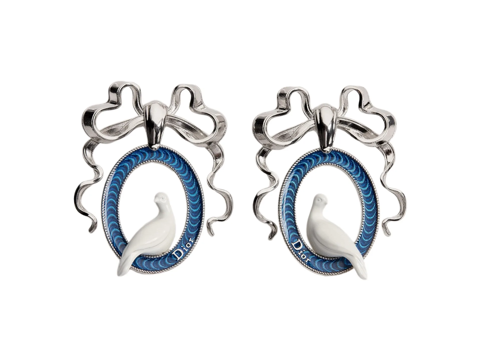 Dior Bow and Dove Enamel Drop Earrings D13516577