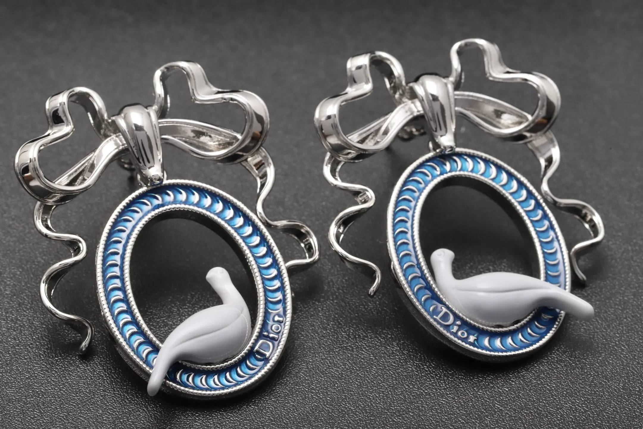 Dior Bow and Dove Enamel Drop Earrings D13516577 — view 4