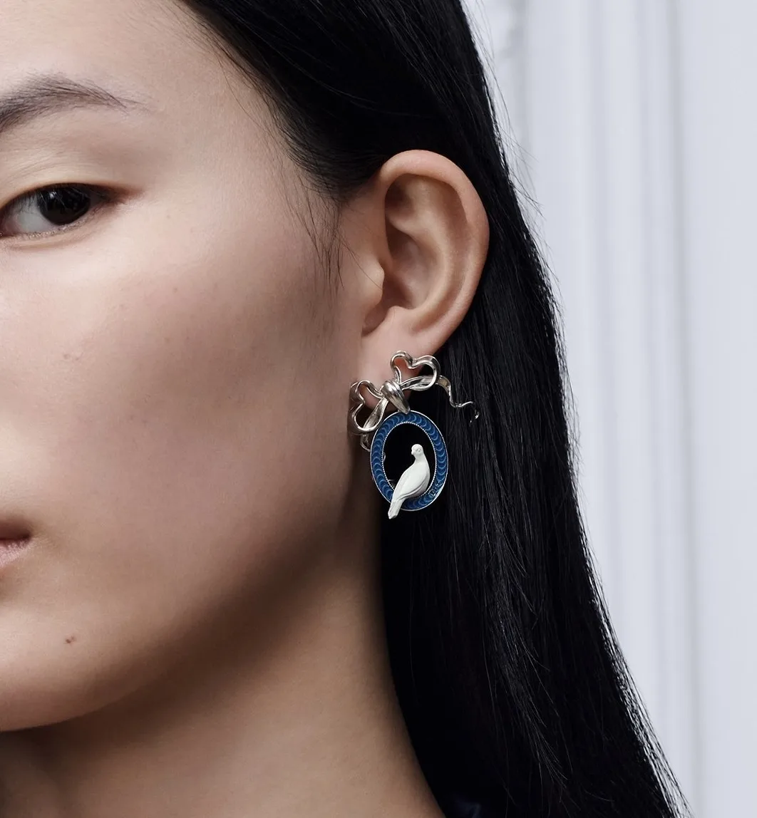 Dior Bow and Dove Enamel Drop Earrings D13516577 — view 9