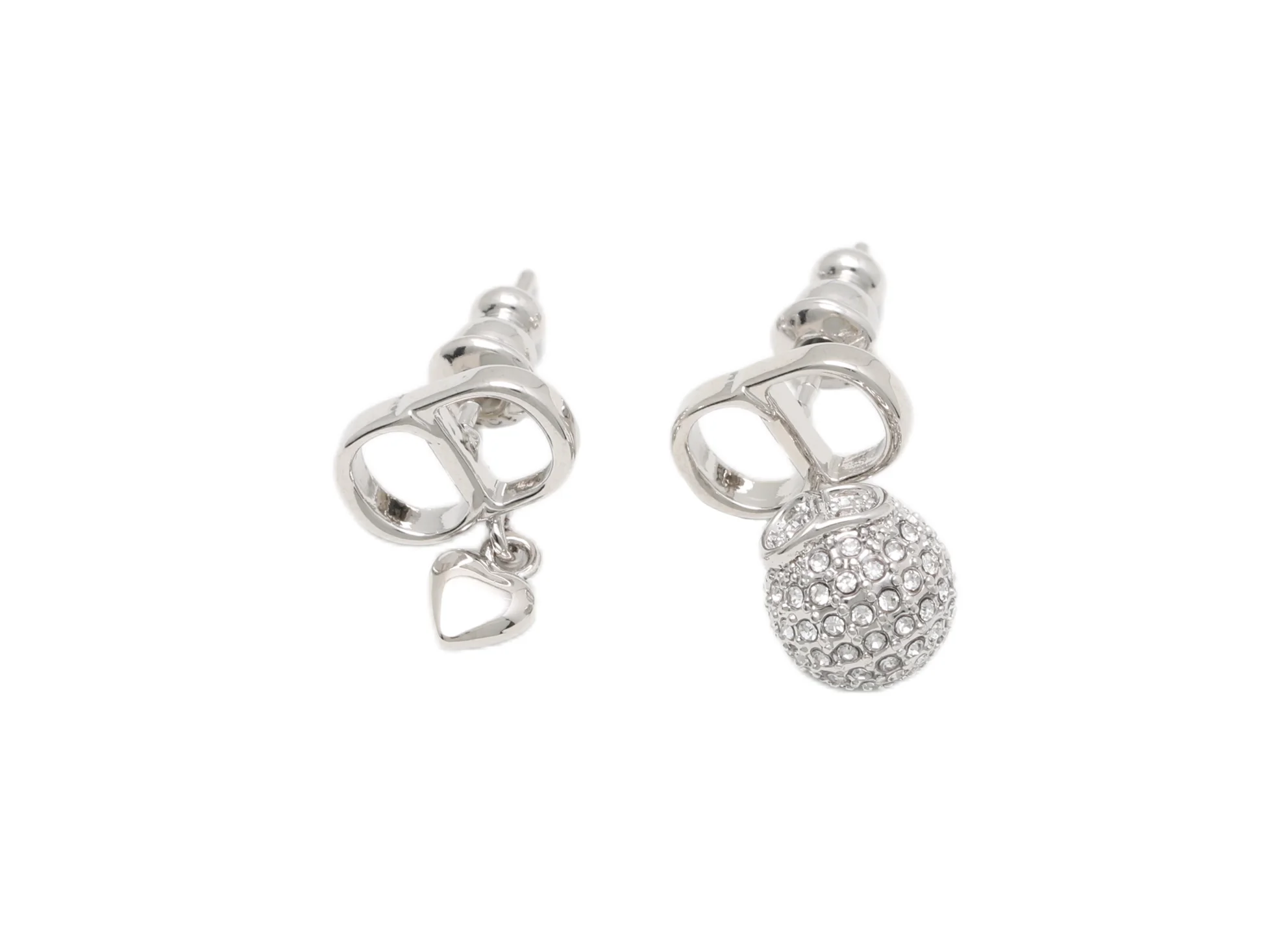 CD Asymmetric Heart and Crystal Orb Earrings D11516579