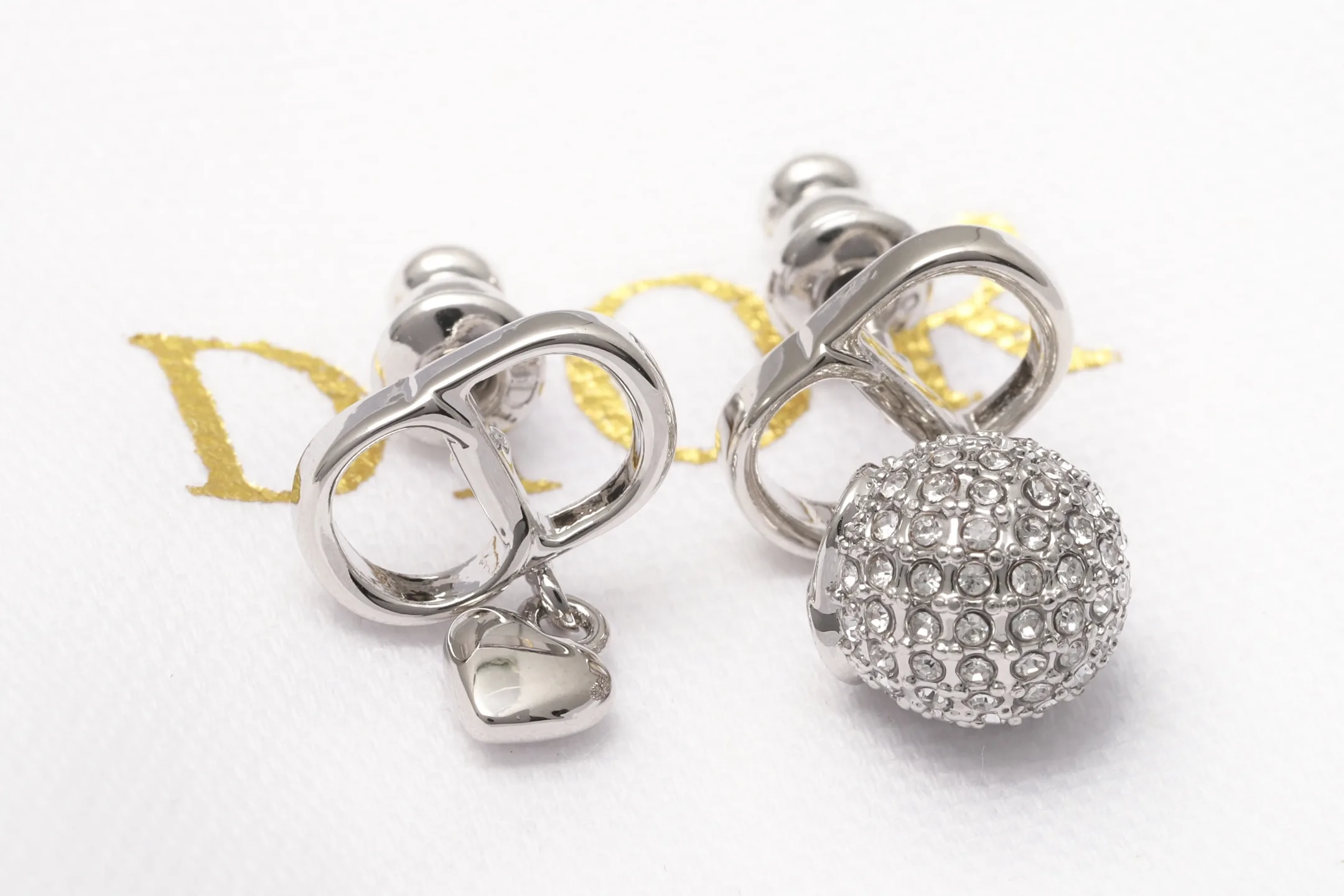CD Asymmetric Heart and Crystal Orb Earrings D11516579 — view 3