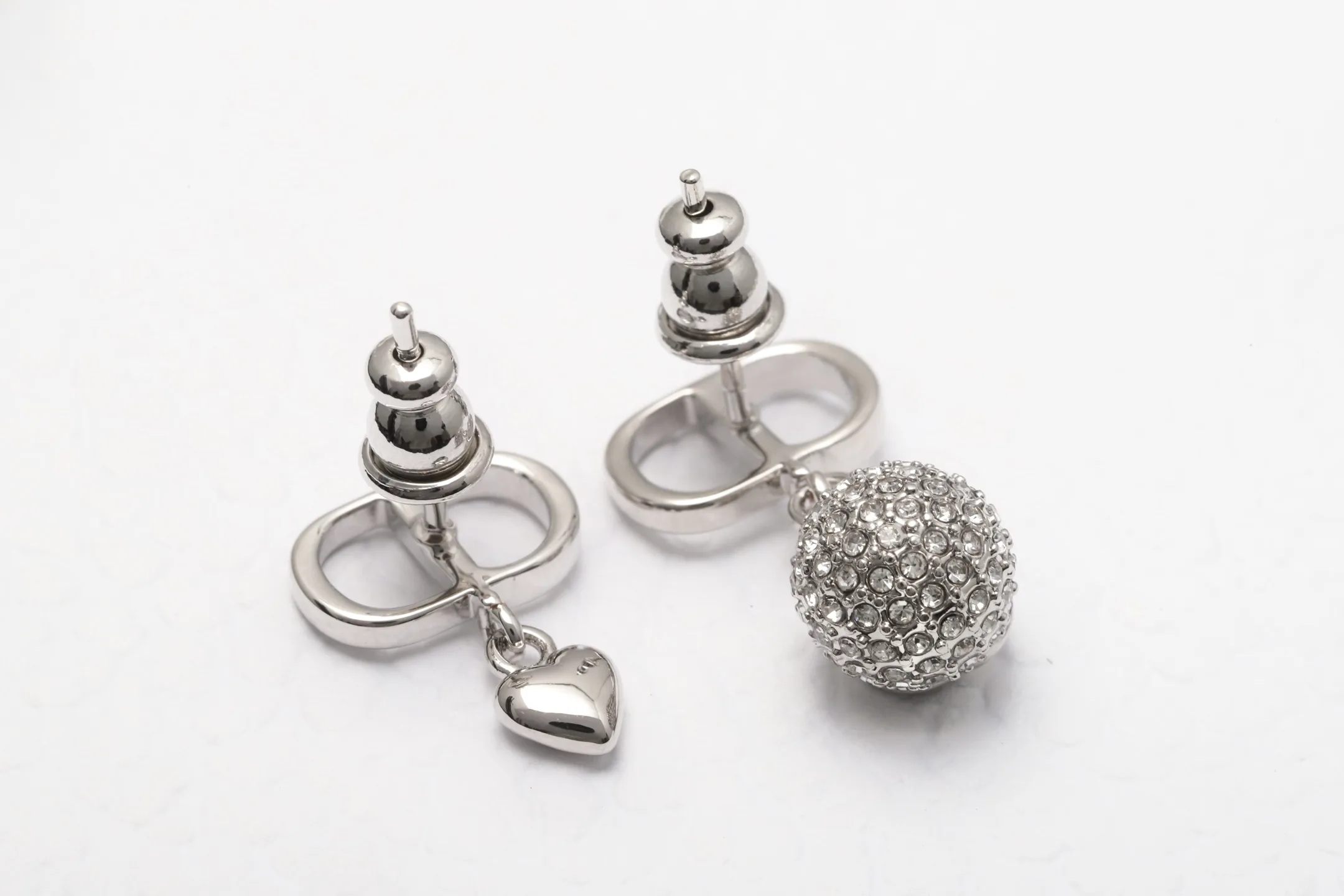 CD Asymmetric Heart and Crystal Orb Earrings D11516579 — view 5