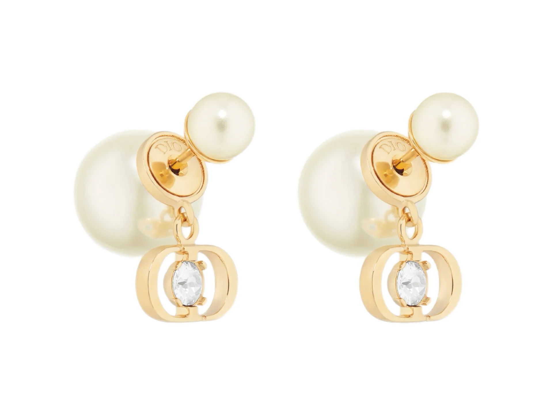 CD Navy Resin Pearl and Crystal Earrings D14017480