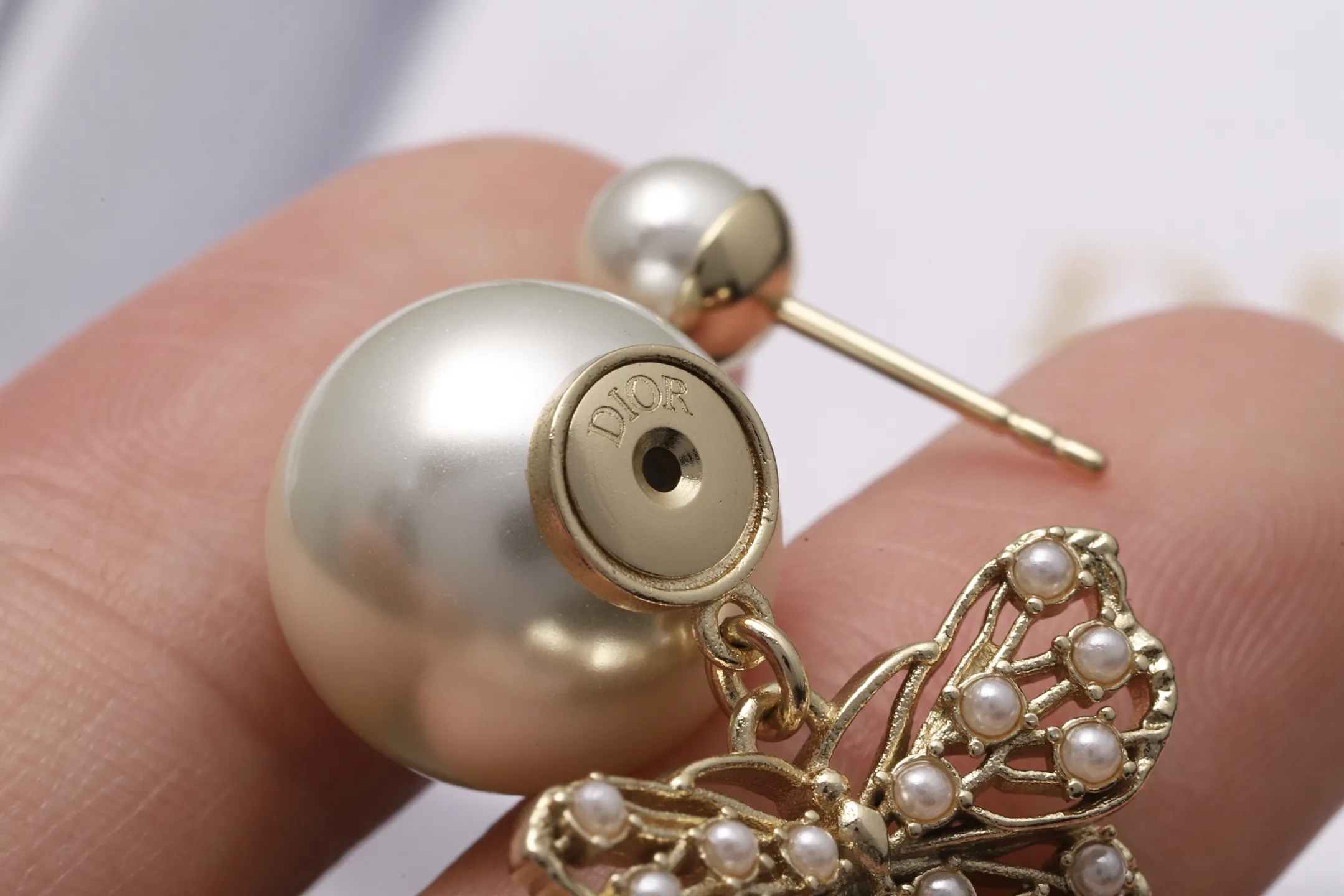 Dior Tribales Butterfly Pearl Drop Earrings D14017042 — view 7