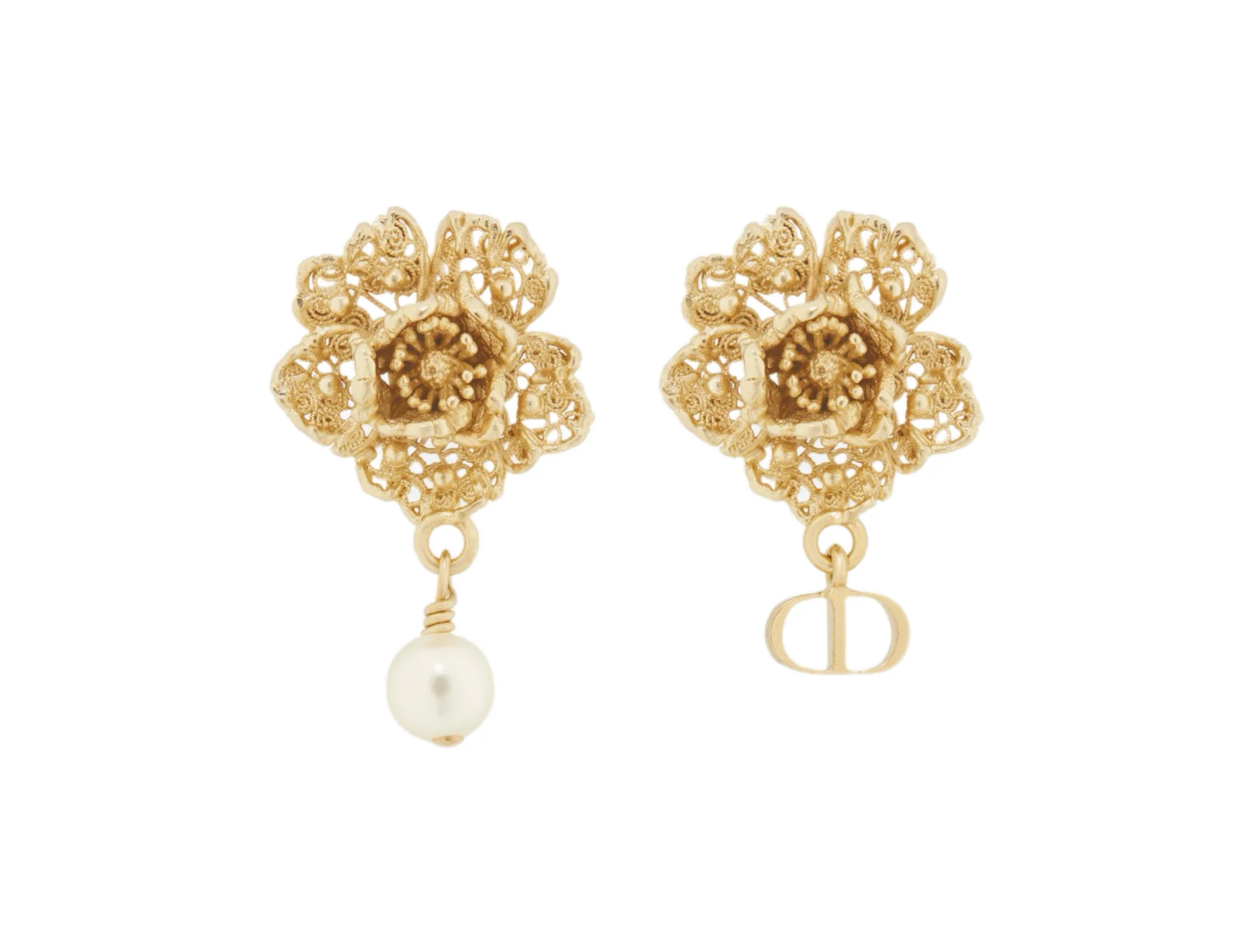 Chardons Floral Asymmetric Pearl Earrings D14017481