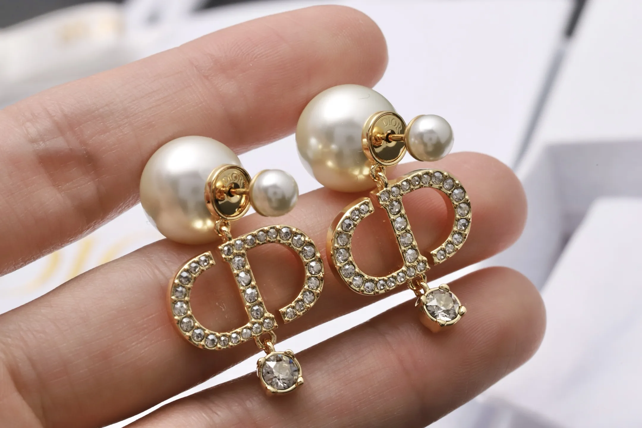 Dior Tribales CD Logo Crystal Drop Earrings D14017183 — view 5