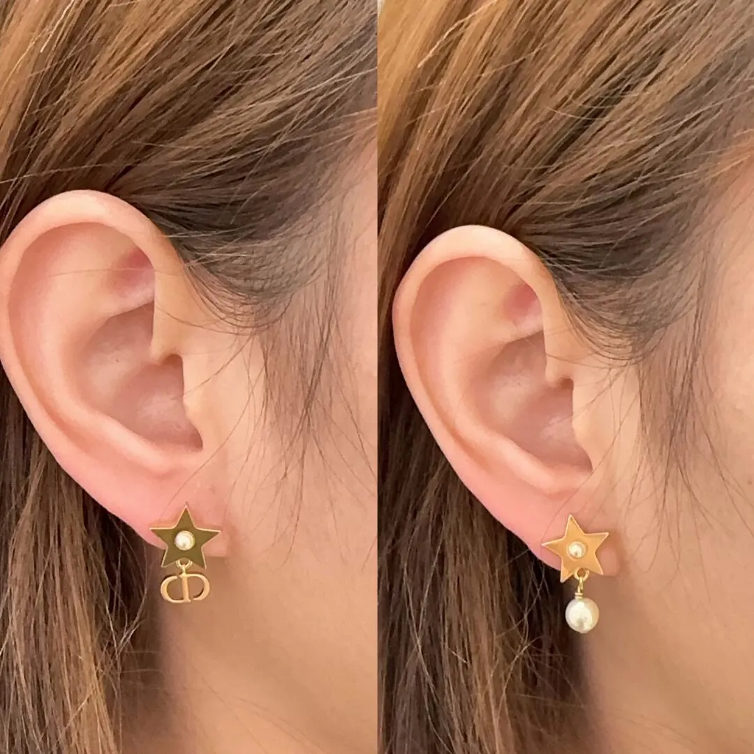 Asymmetric Star and Pearl Drop Earrings D13517610 — view 7