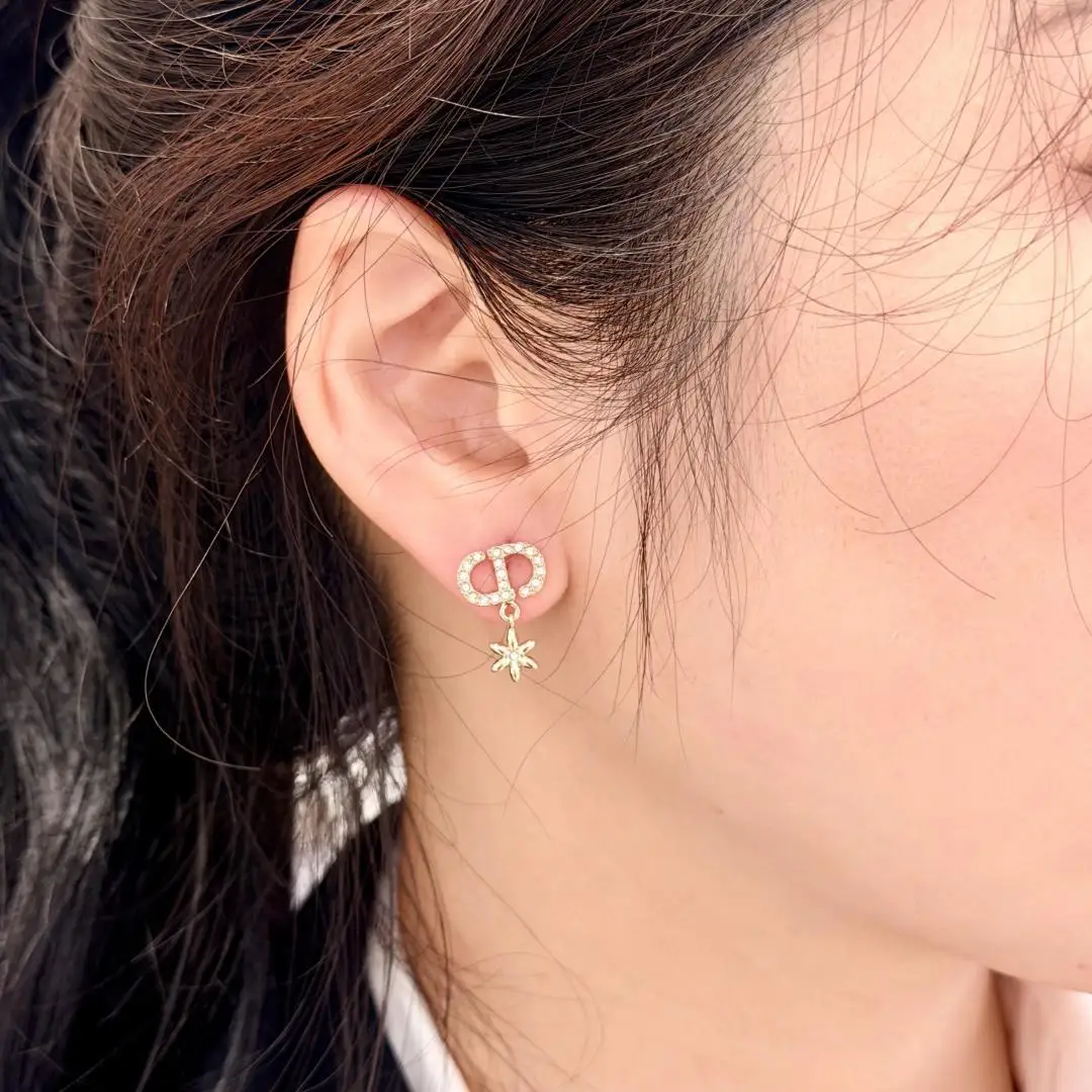 CD Logo Crystal and Pearl Drop Earrings D13517246 — view 8