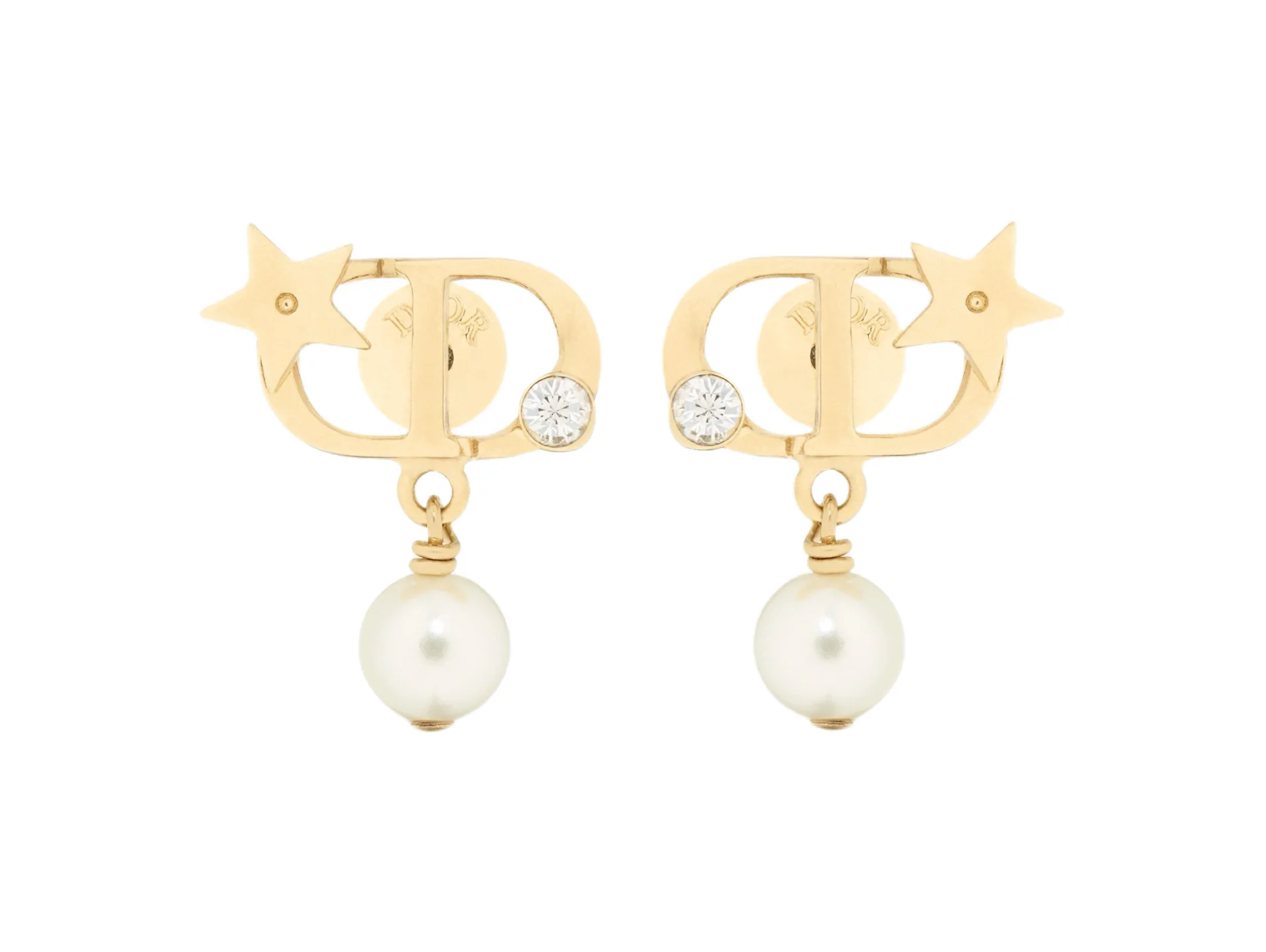 CD Navy Star and Pearl Drop Earrings D13516676