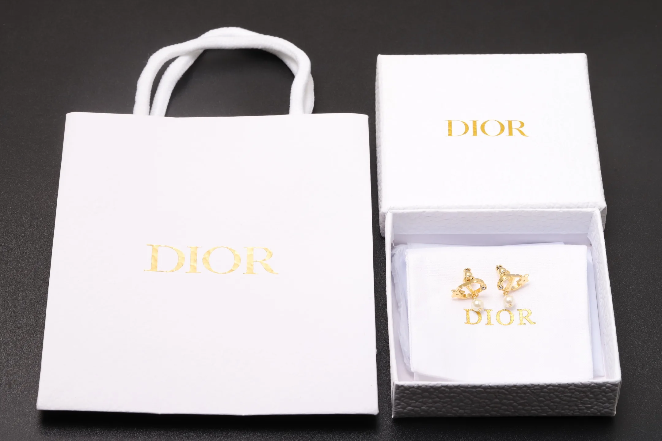 CD Navy Star and Pearl Drop Earrings D13516676 — view 2