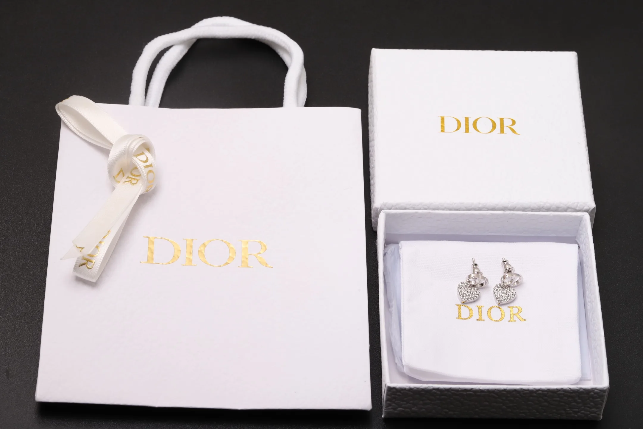 Crystal Heart Drop Earrings (Gold-Plated Brass) D14016677 — view 2