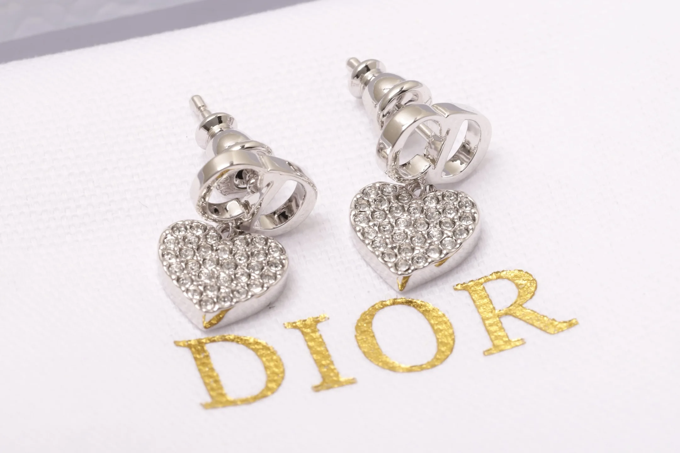Crystal Heart Drop Earrings (Gold-Plated Brass) D14016677 — view 3