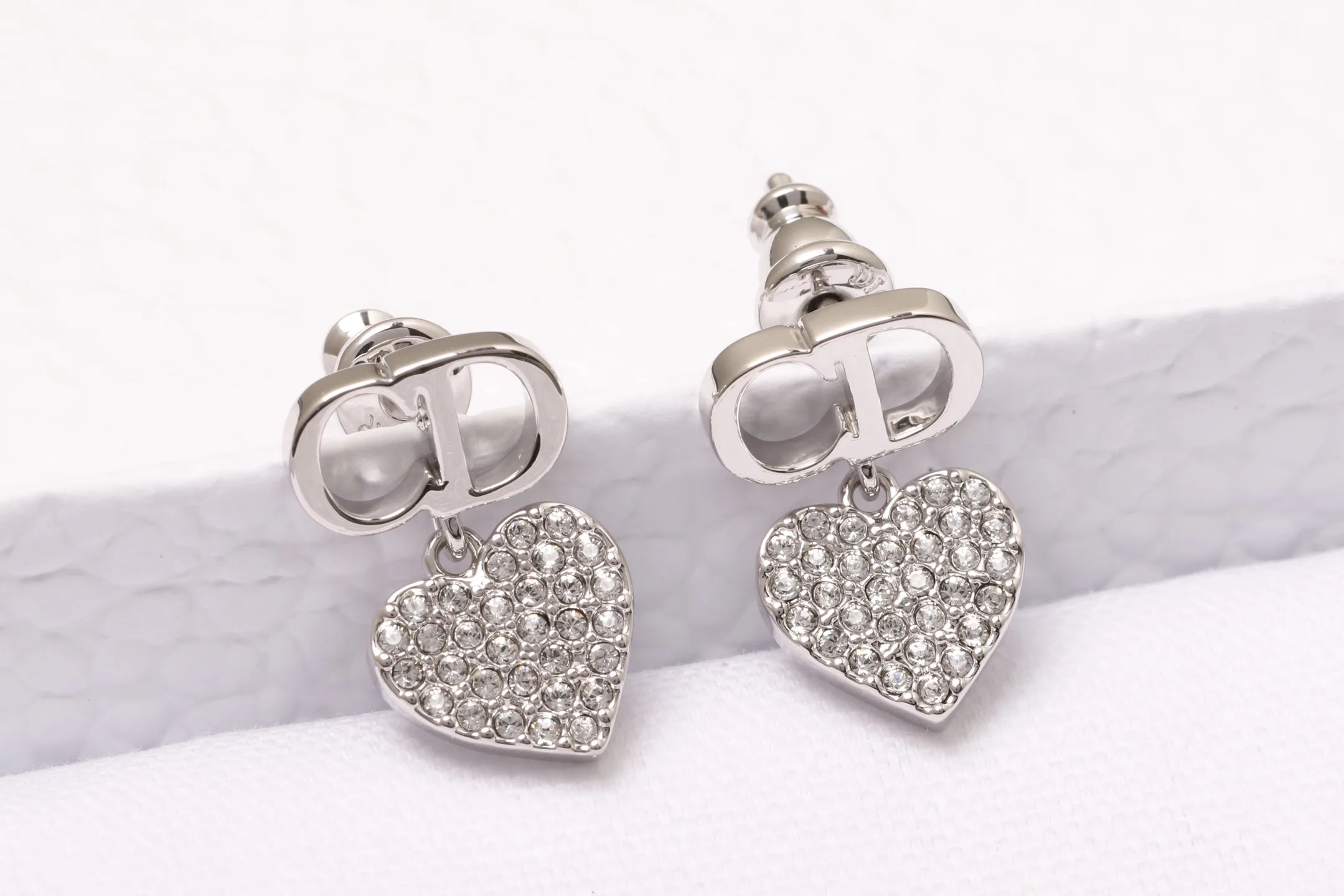 Crystal Heart Drop Earrings (Gold-Plated Brass) D14016677 — view 4
