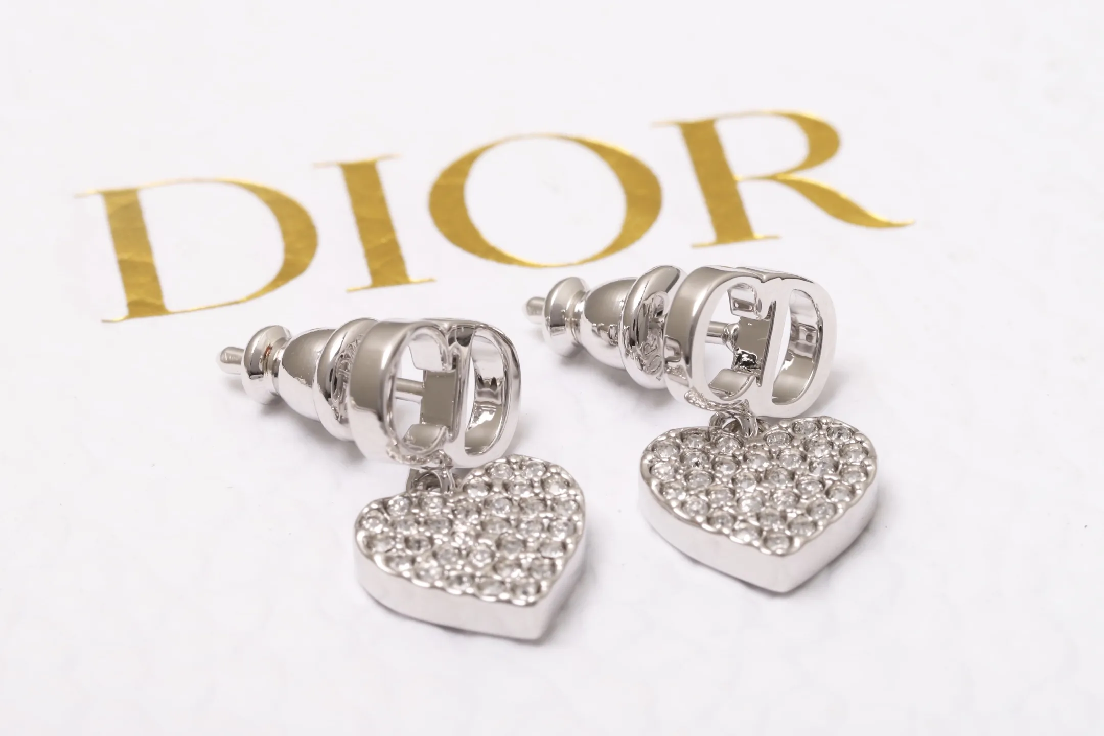 Crystal Heart Drop Earrings (Gold-Plated Brass) D14016677 — view 5