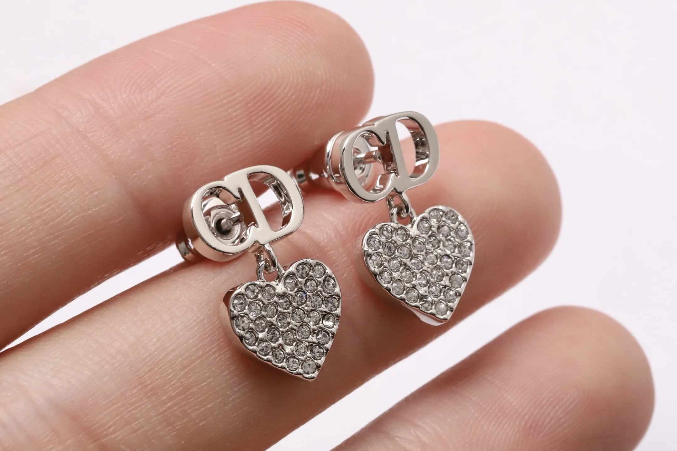 Crystal Heart Drop Earrings (Gold-Plated Brass) D14016677 — view 6