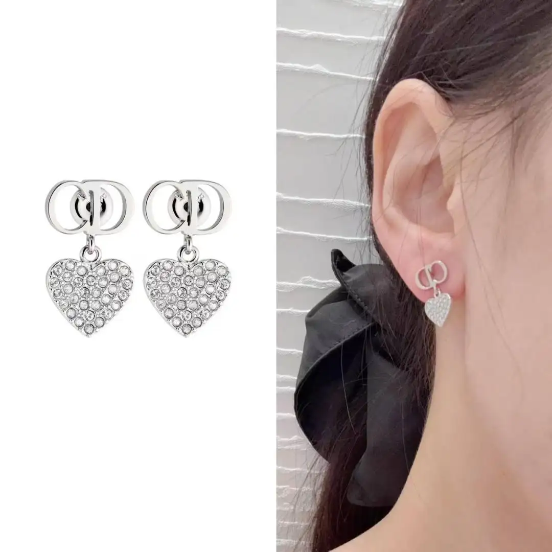 Crystal Heart Drop Earrings (Gold-Plated Brass) D14016677 — view 8