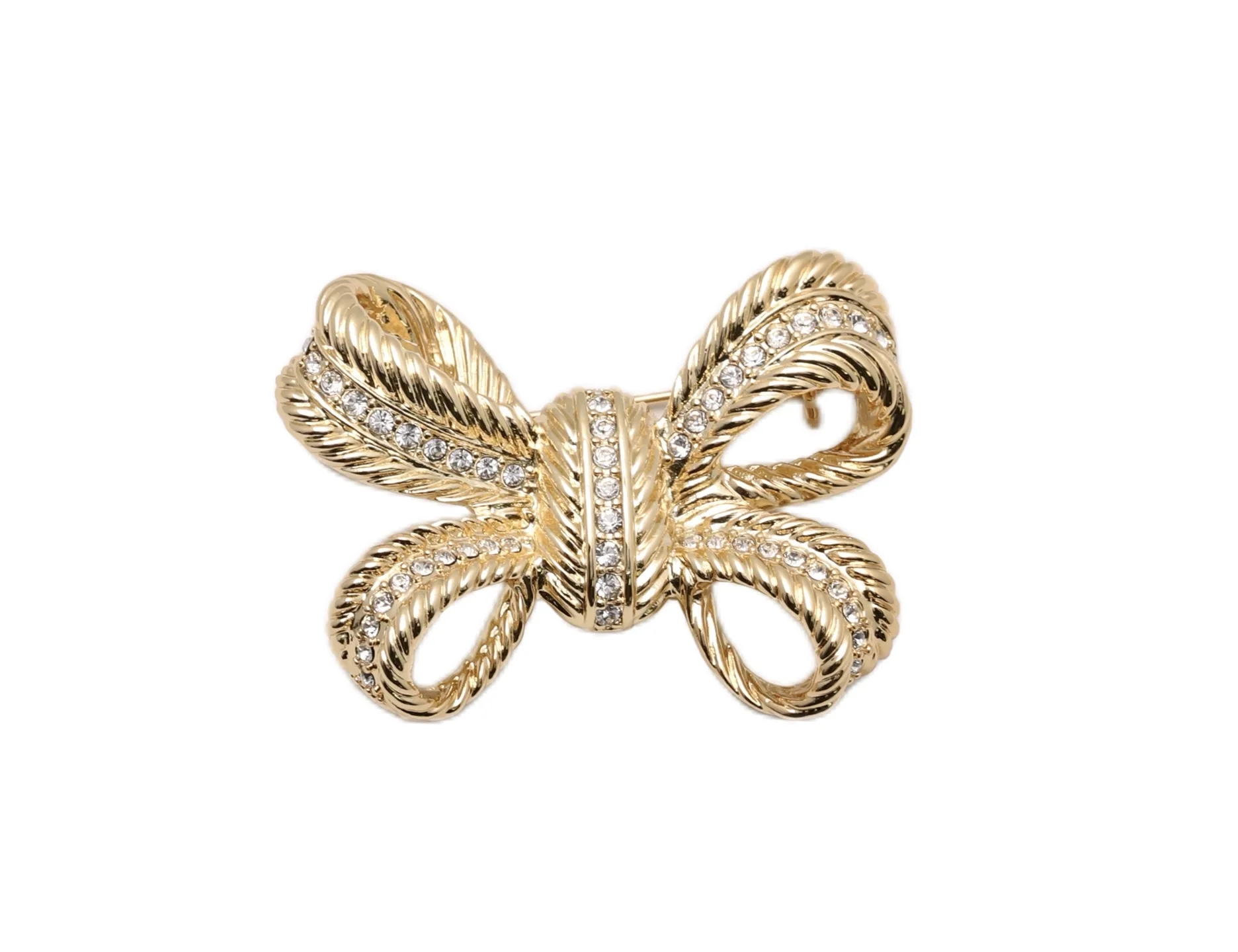Vintage Crystal-Embellished Bow Brooch D14517197