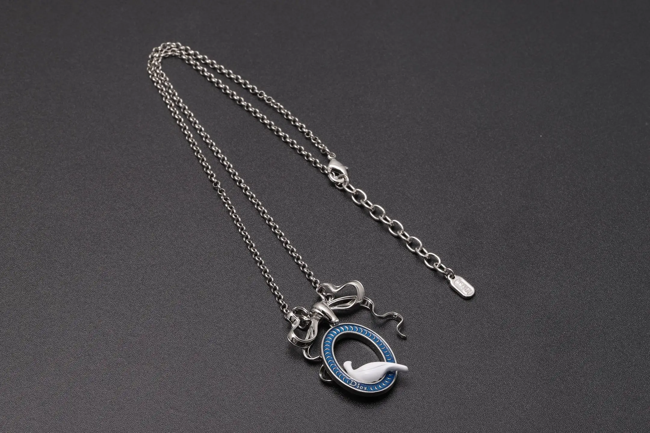 Dior Dove Cameo Pendant Necklace with Blue Enamel D13516576 — view 7