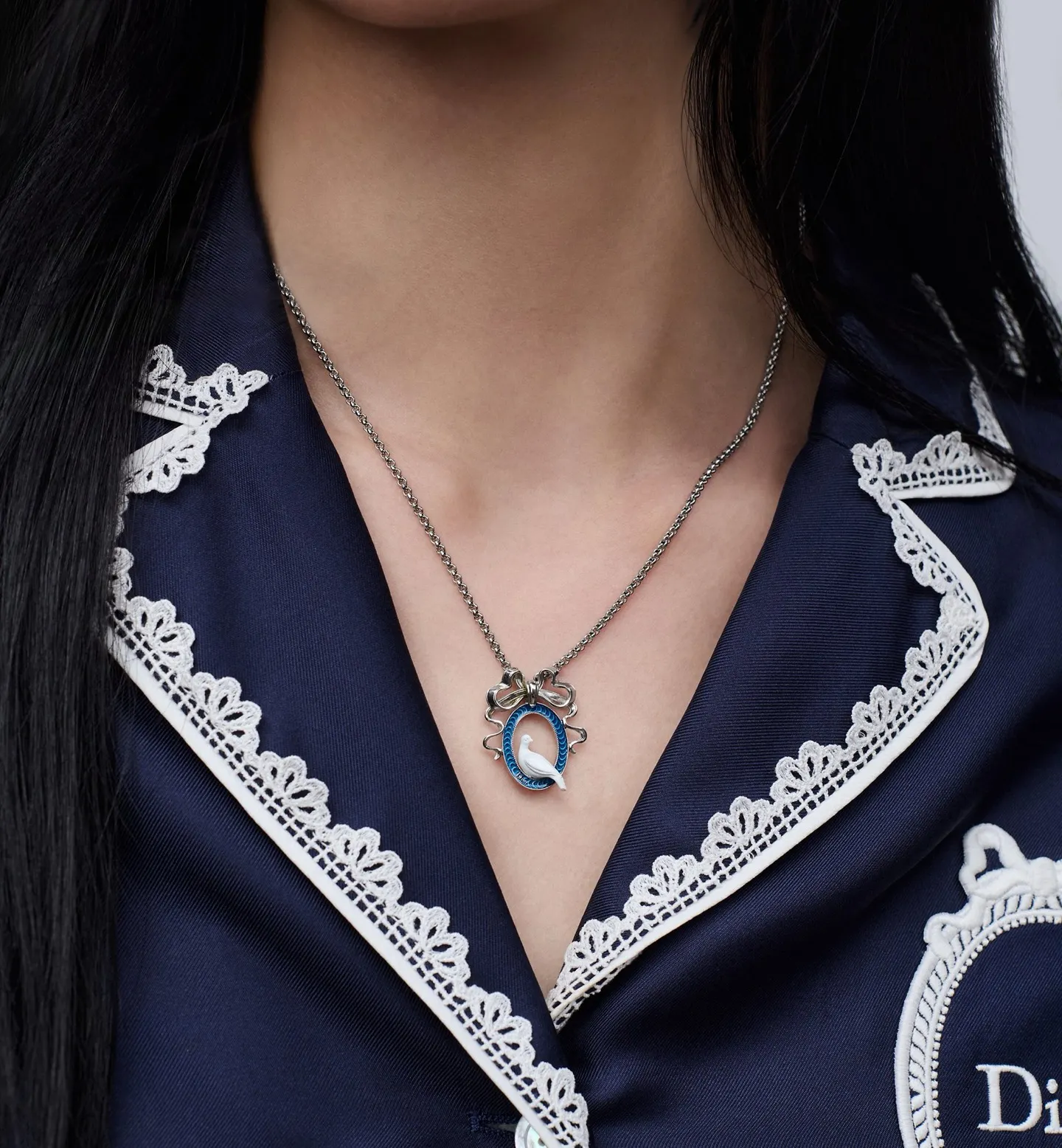 Dior Dove Cameo Pendant Necklace with Blue Enamel D13516576 — view 8