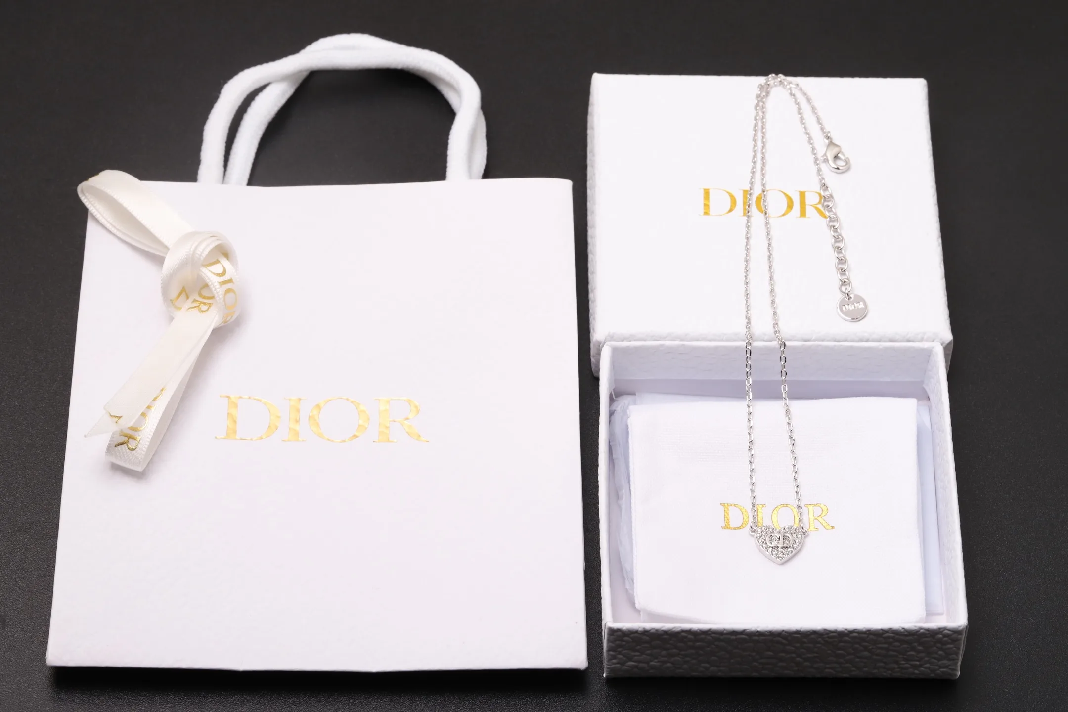 CD Heart Crystal Pendant Necklace (Gold-Plated Brass) D14017347 — view 2