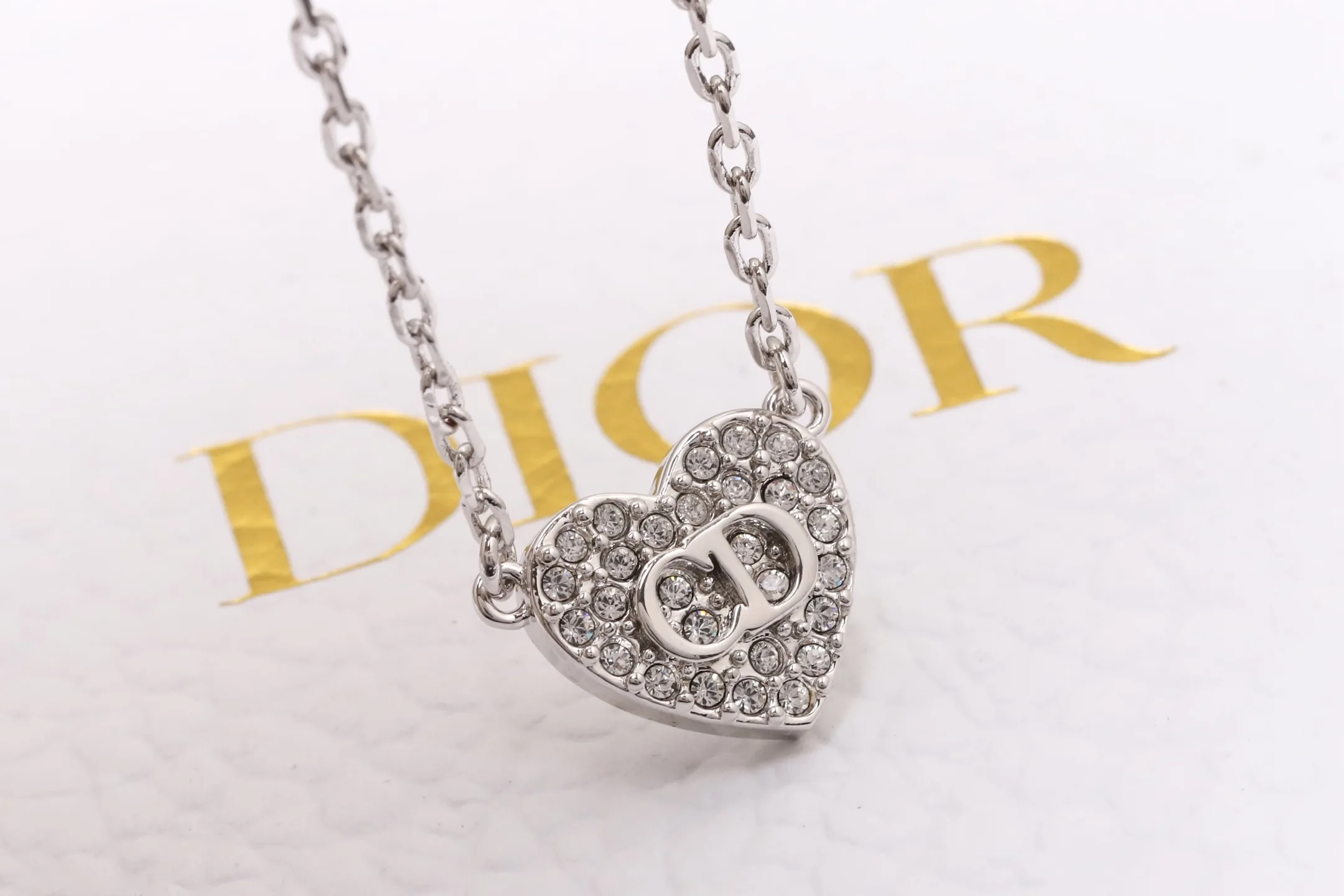 CD Heart Crystal Pendant Necklace (Gold-Plated Brass) D14017347 — view 3