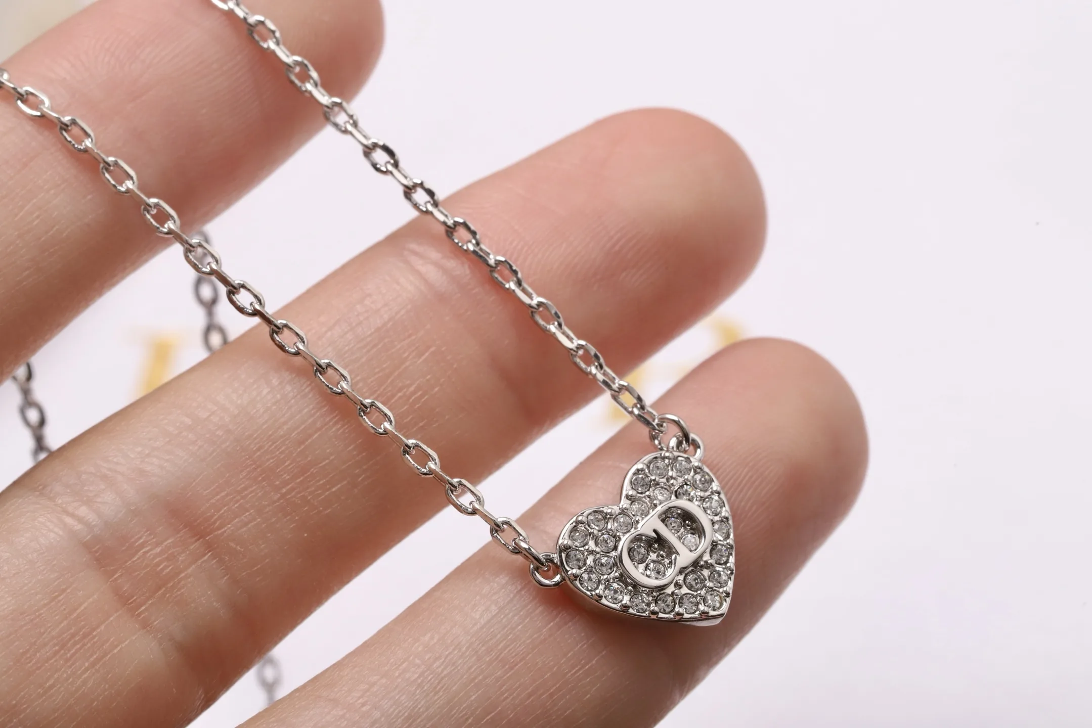CD Heart Crystal Pendant Necklace (Gold-Plated Brass) D14017347 — view 4