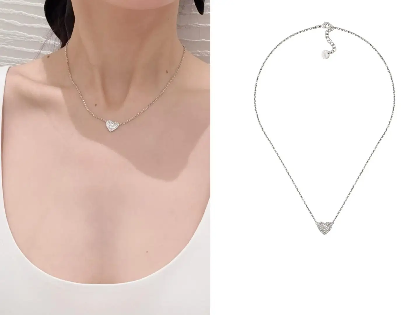 CD Heart Crystal Pendant Necklace (Gold-Plated Brass) D14017347 — view 8